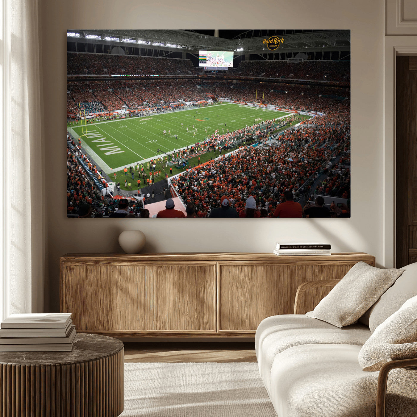 MGV-CV-36X24 - Miami Hurricanes Football Team Print Canvas- Miami Hard Rock Stadium Wall Art Canvas Print