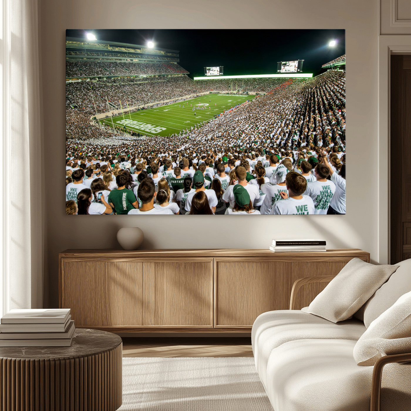 MGV-CV-36X24 - Michigan State Spartans Football Canvas Print - East Lansing Spartan Stadium Wall Art Canvas Print
