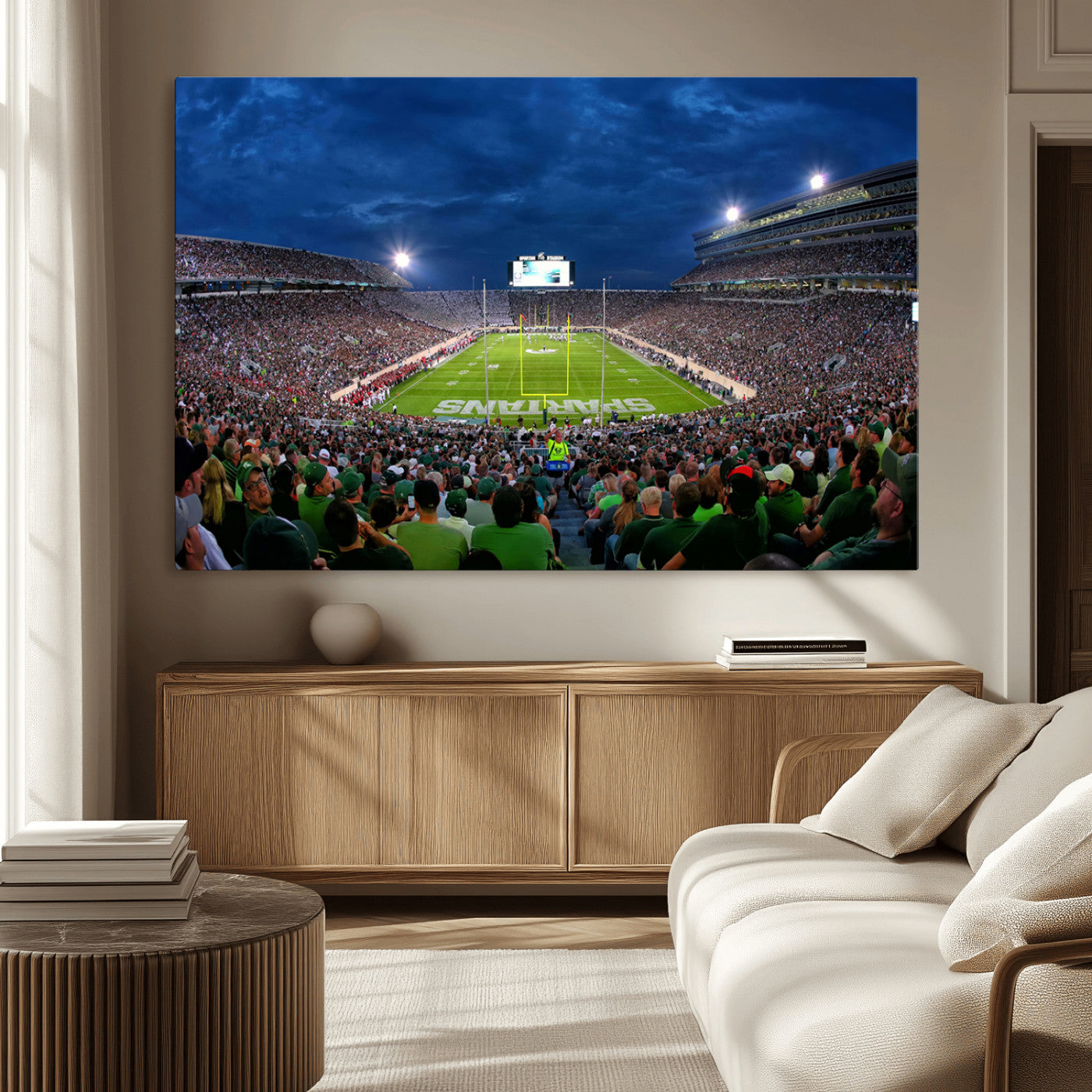 MGV-CV-36X24 - Michigan State Spartans Football Team Print - East Lansing Spartan Stadium Wall Art Canvas Print