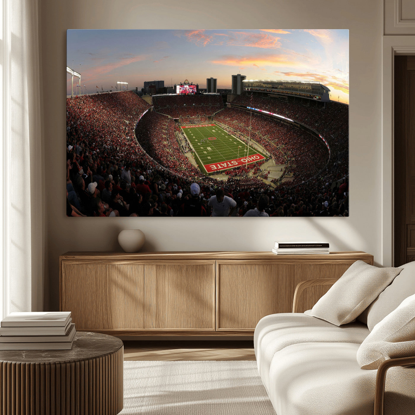 MGV-CV-36X24 - Ohio State University Buckeyes Football Team Print - Columbus Ohio Stadium Wall Art Canvas Print