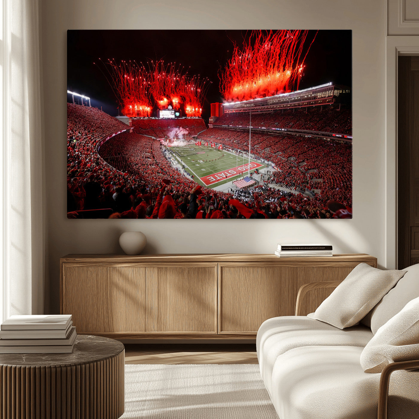 MGV-CV-36X24 - Ohio State University Buckeyes Football Team Print - Columbus Ohio Stadium Wall Art Canvas Print