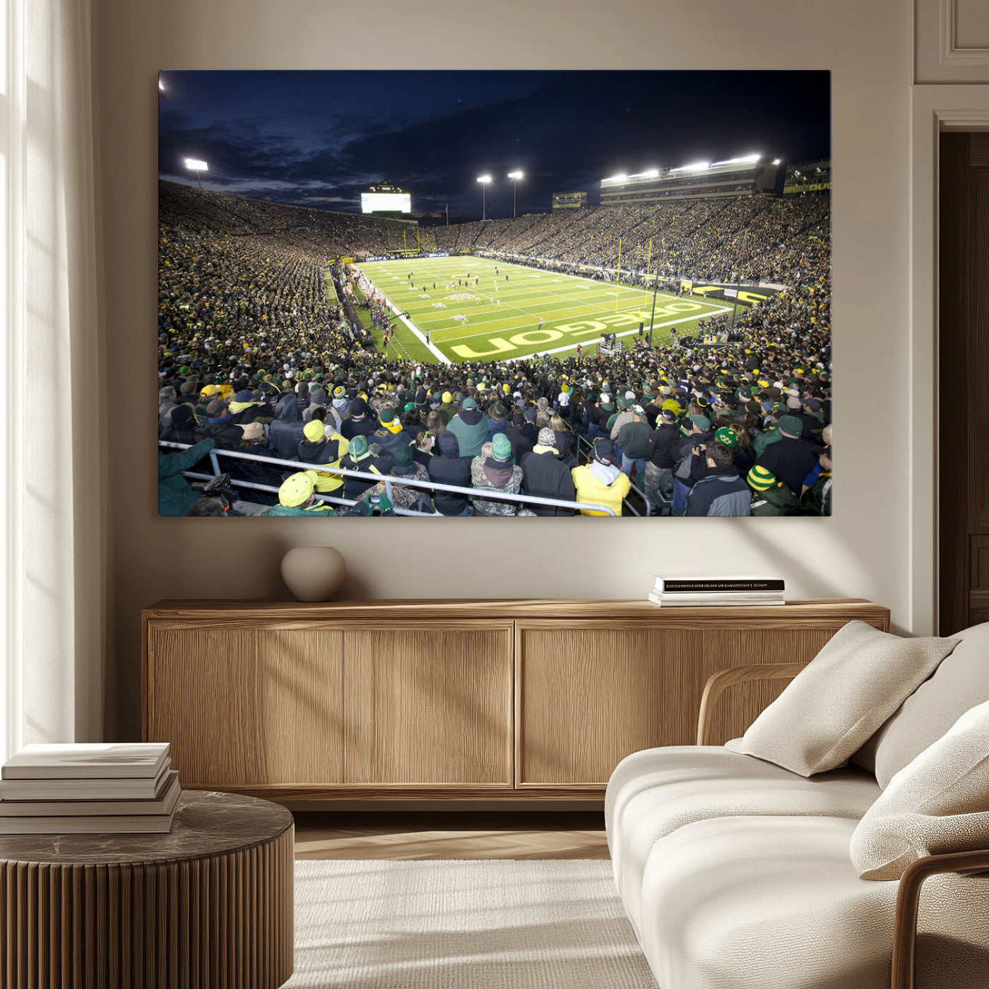 -University of Oregon Ducks Football Team Print - Eugene Autzen Stadium Wall Art Canvas Print
