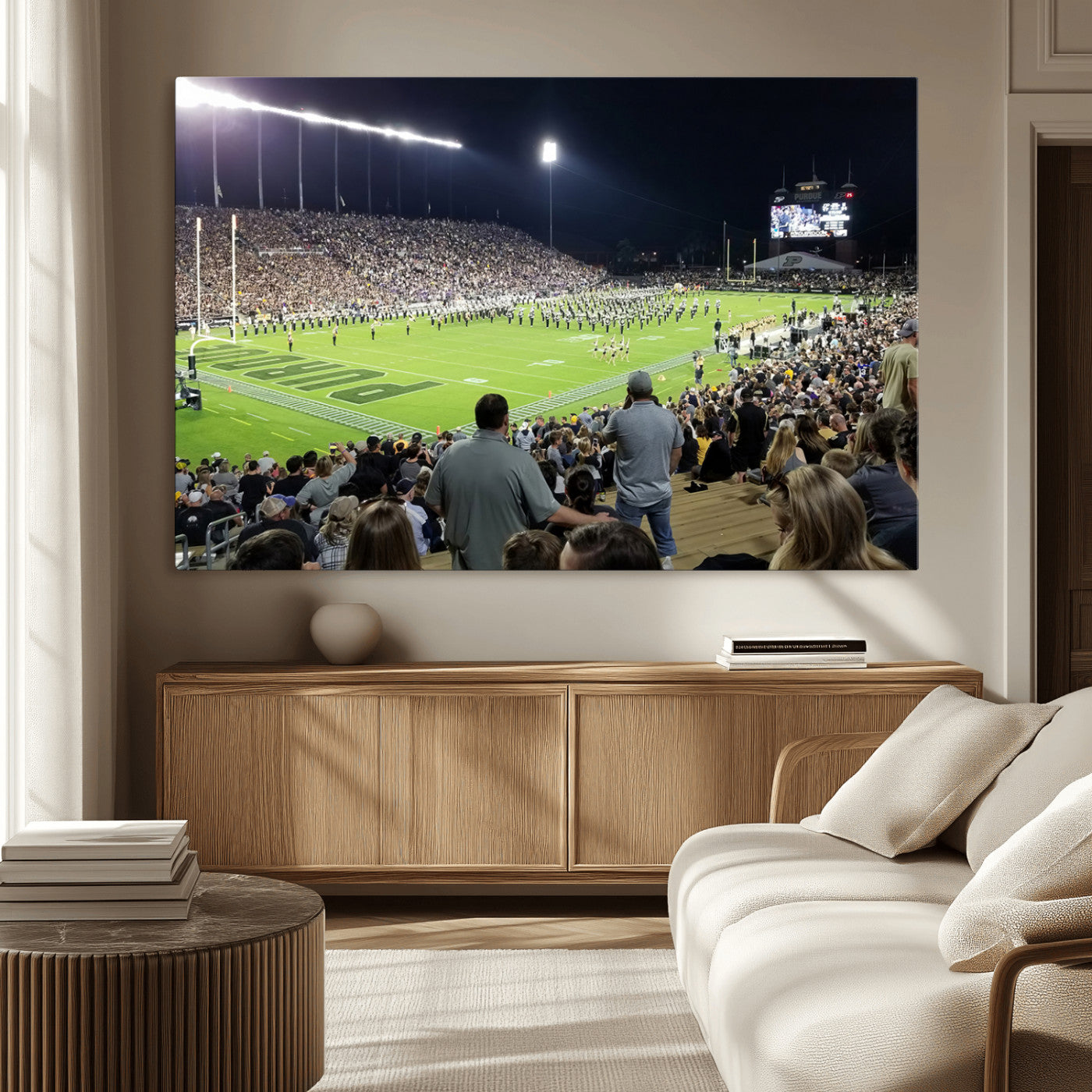 MGV-CV-36X24 - Purdue University Boilermakers Football Team Print - West Lafayette Ross-Ade Stadium Wall Art Canvas
