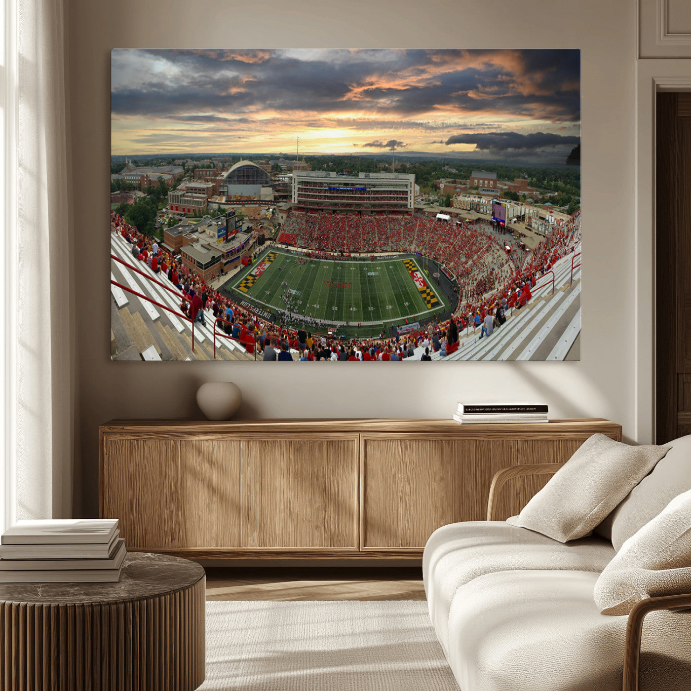-University of Maryland Terrapins Football Team Print - College Park SECU Stadium Wall Art Canvas