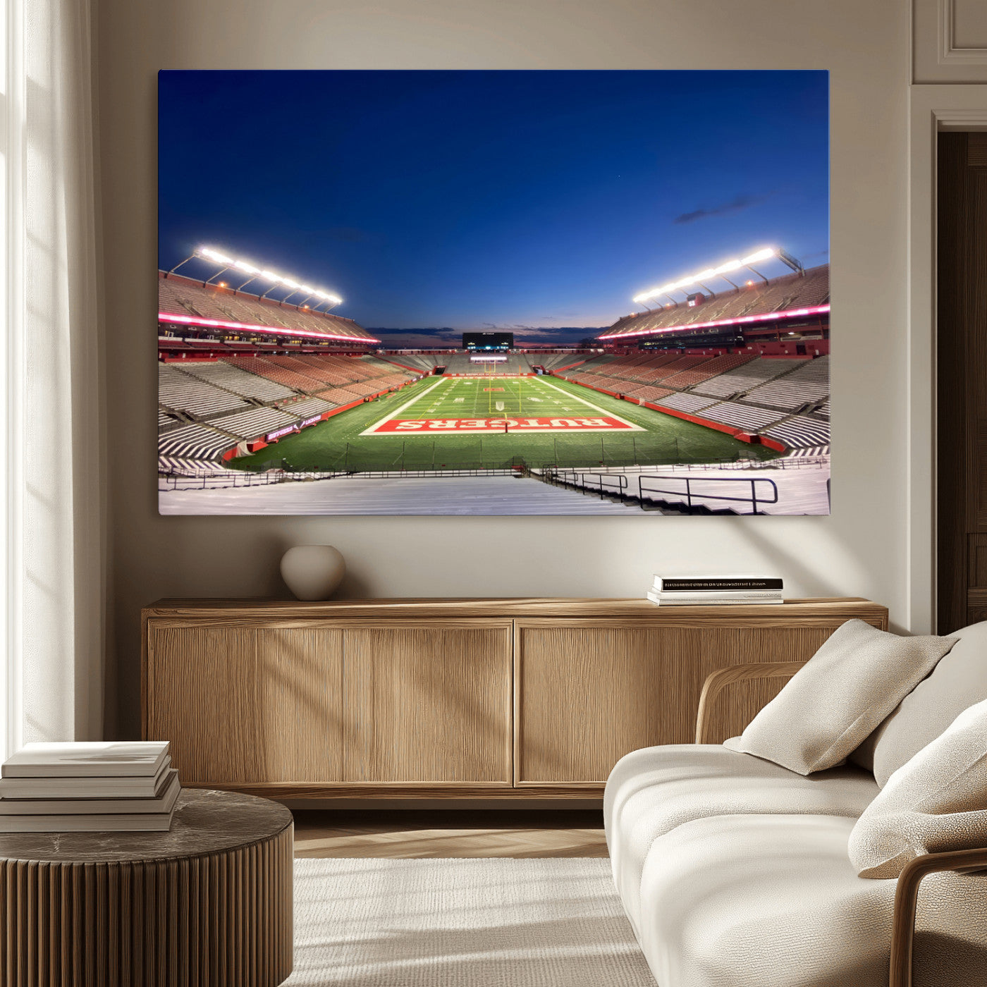 15051-MGV-CV-36X24-Rutgers Scarlet Knights Football Team Print - Piscataway SHI Stadium Wall Art Canvas Print