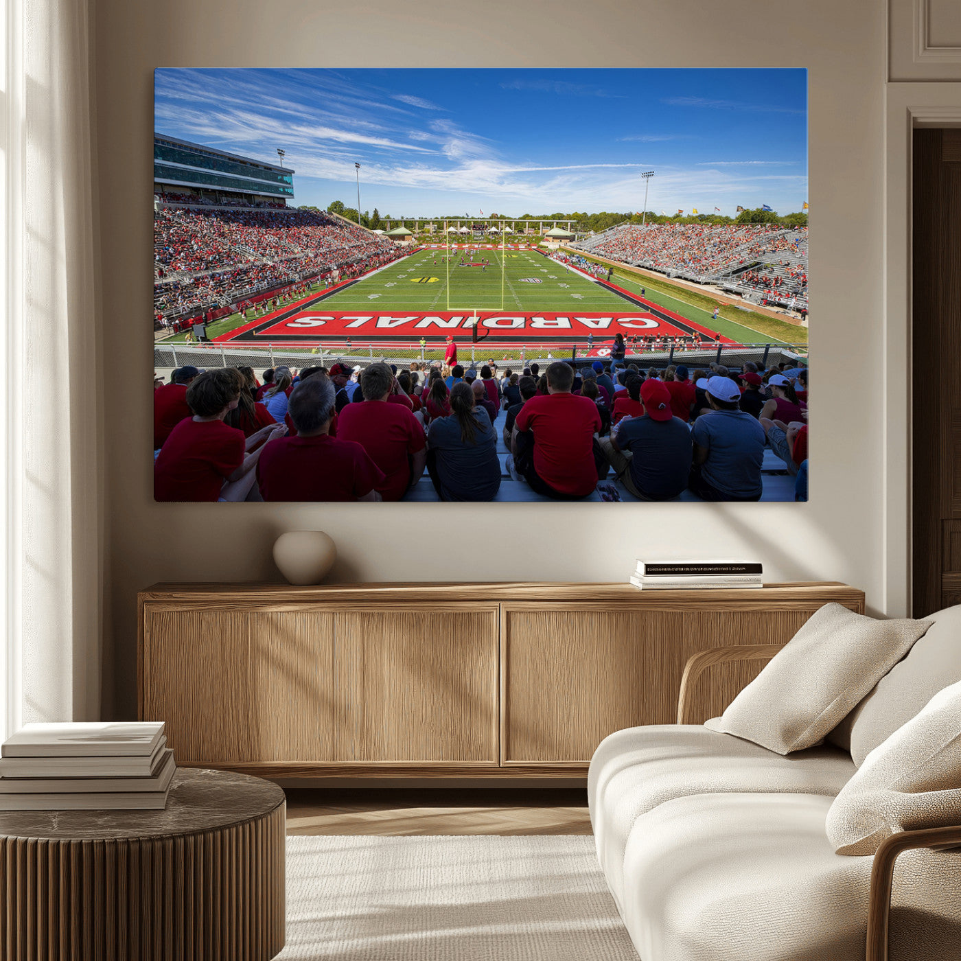 MGV-CV-36X24 - Ball State Cardinals Football Team Print - Muncie Scheumann Stadium Wall Art Canvas Print