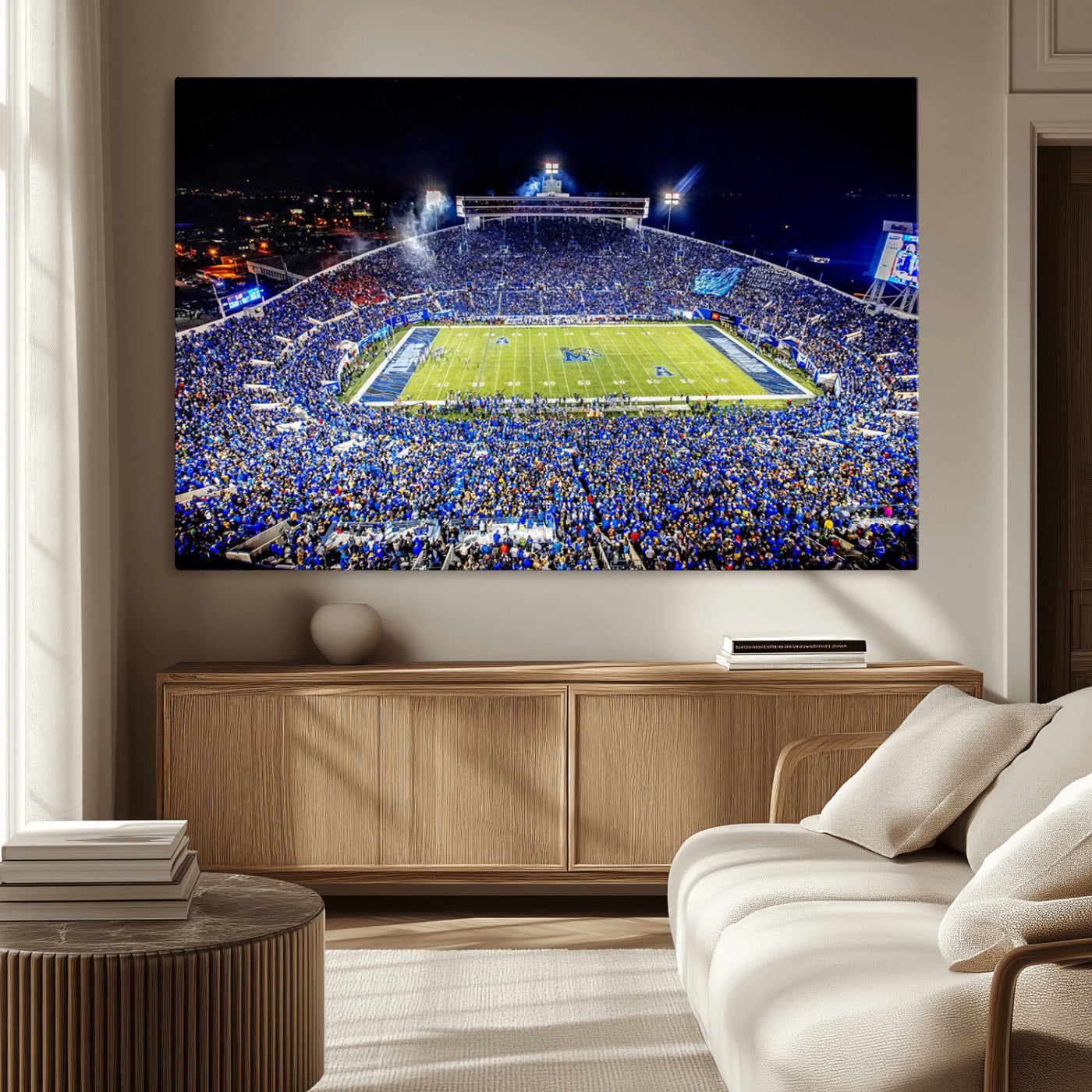 11665-MGV-CV-36X24-University of Memphis Tigers Football Team Print - Memphis Simmons Bank Liberty Stadium Wall Art