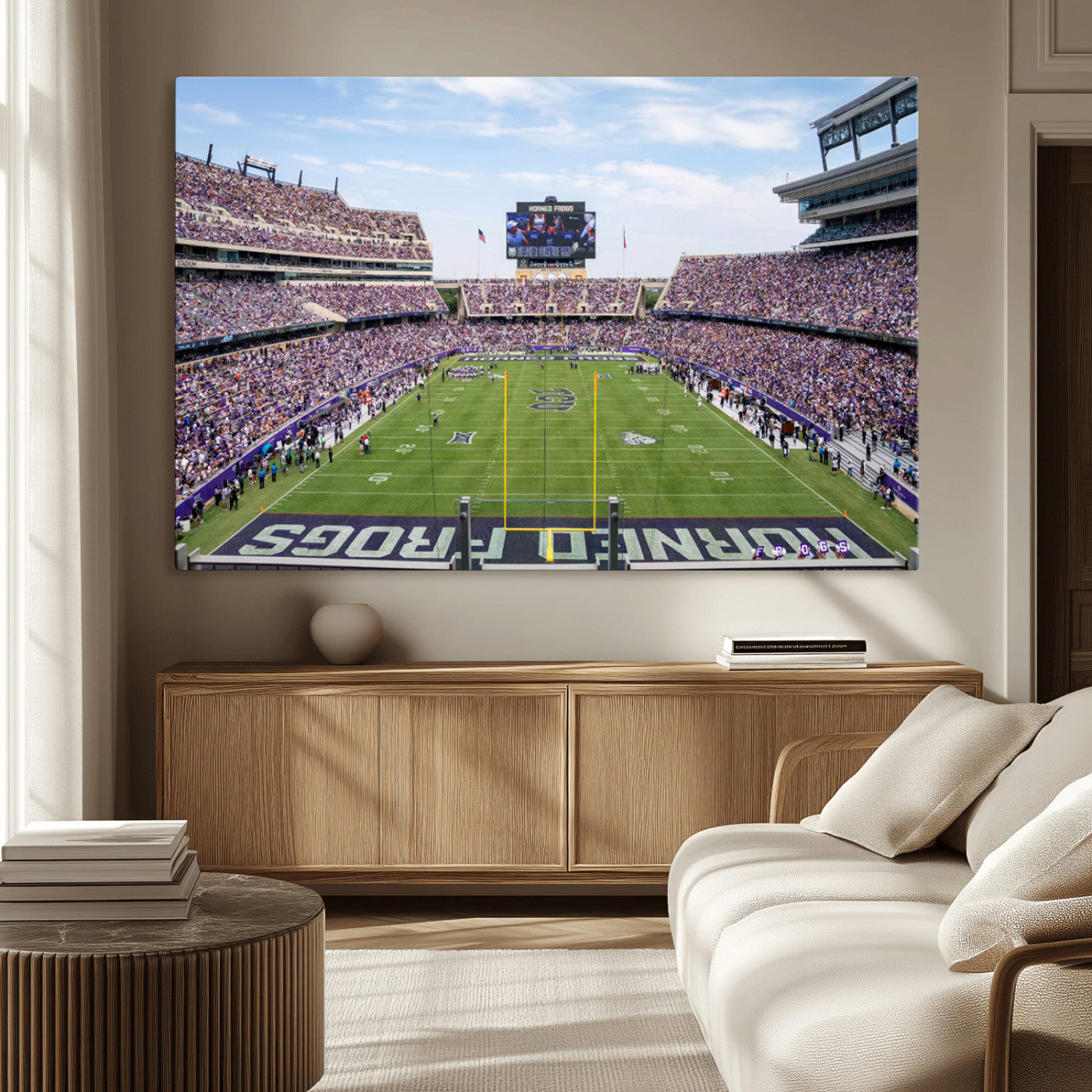 MGV-CV-36X24 - TCU Horned Frogs Football Team Print - Fort Worth Amon G. Carter Stadium Wall Art Canvas Print