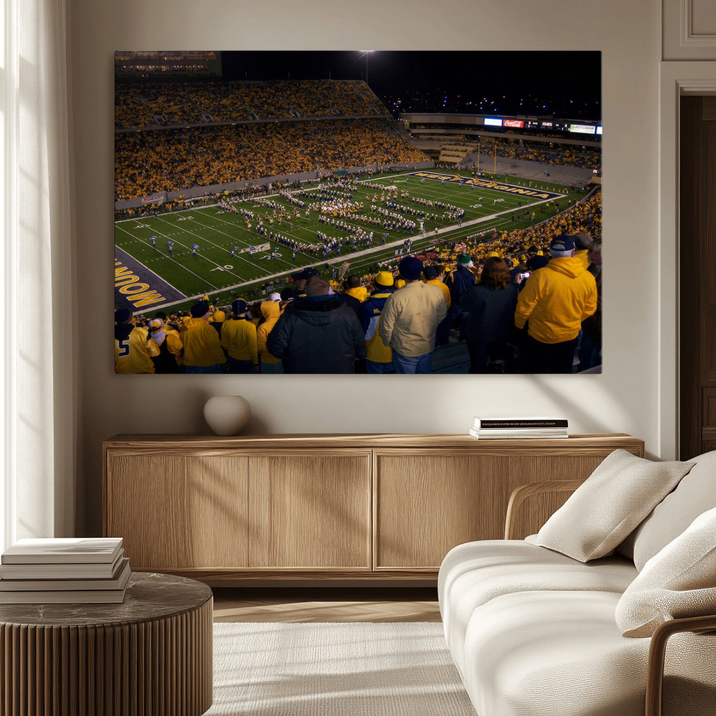 MGV-CV-36X24 - West Virginia Uni Mountaineers Football Team Print - Milan Puskar Stadium Canvas Print Wall Art,