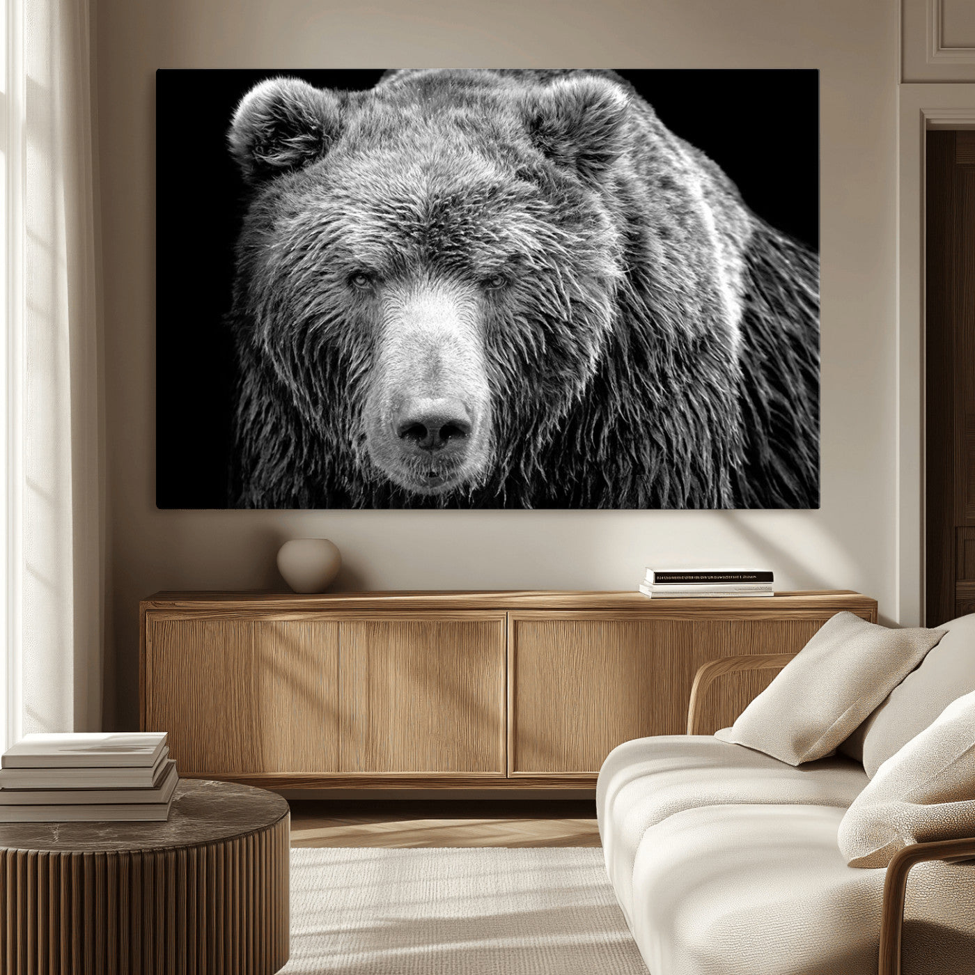 MGV-CV-36X24 - 399 Grizzly Bear Canvas Print | Ready to Hang Wall Art | Rustic Farmhouse & Cabin Decor | Wildlife