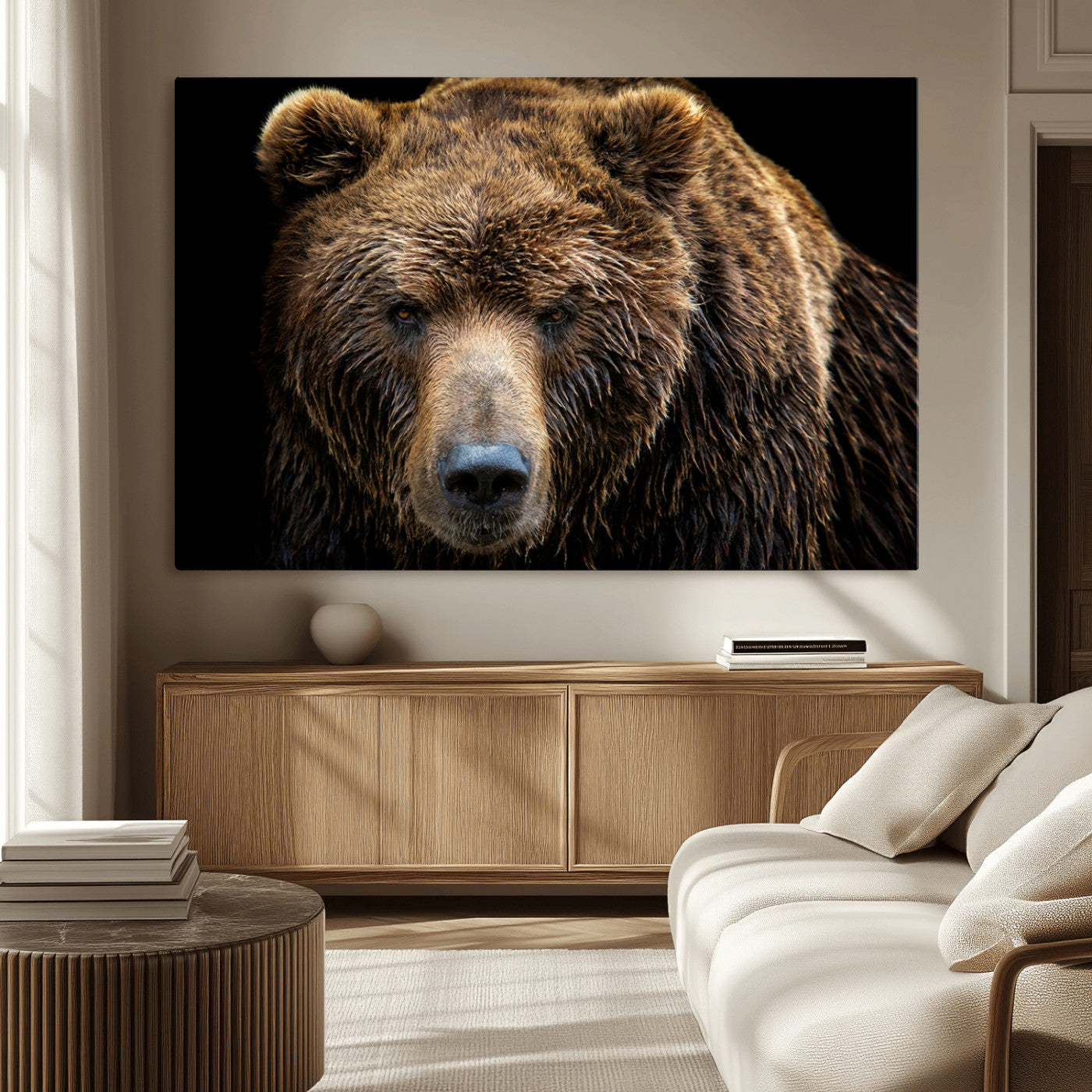 MGV-CV-36X24 - Grizzly Brown Bear Canvas Wall Art, Wildlife Animal Canvas Artwork Bear Print, Bear Wall Art Print,