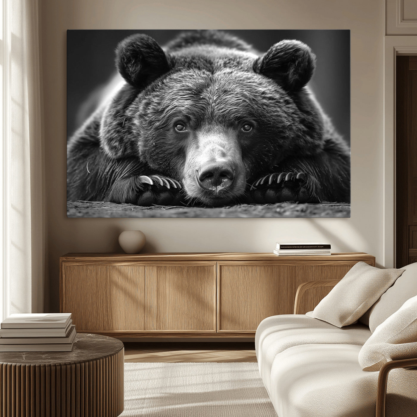 MGV-CV-36X24 - Resting Grizzly 399 Bear Canvas Print | Ready to Hang Wall Art | Rustic Cabin & Farmhouse Decor |