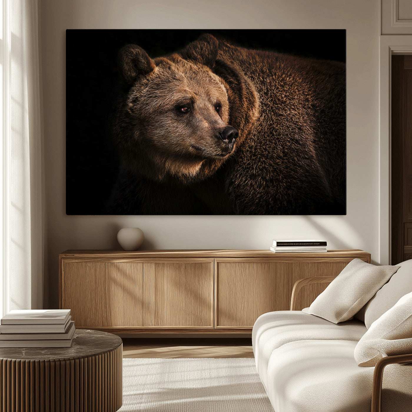 MGV-CV-36X24 - Wild Grizzly 399 Bear Canvas Wall Art Print, Bear Animal Canvas Artwork Print, Black Bear Wall Art
