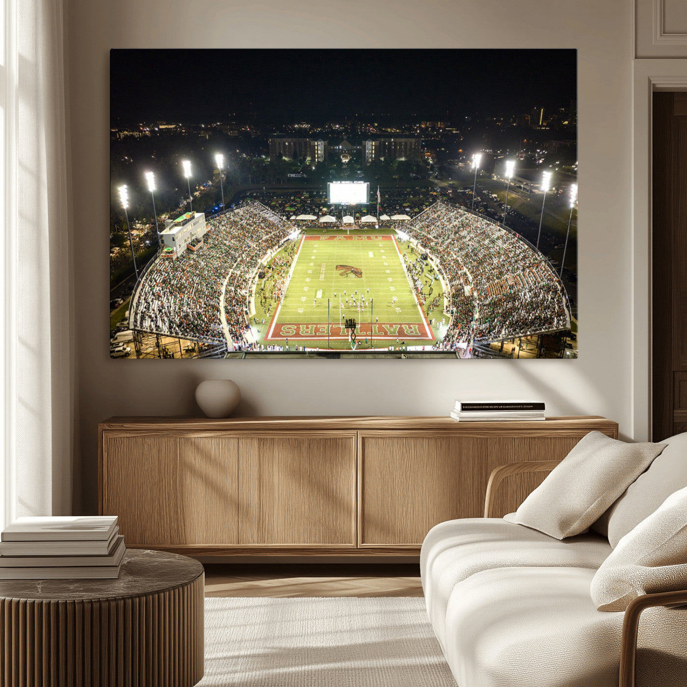 MGV-CV-36X24 - Florida A&M Rattlers Football Team Print - Tallahassee Bragg Memorial Stadium Wall Art Canvas Print