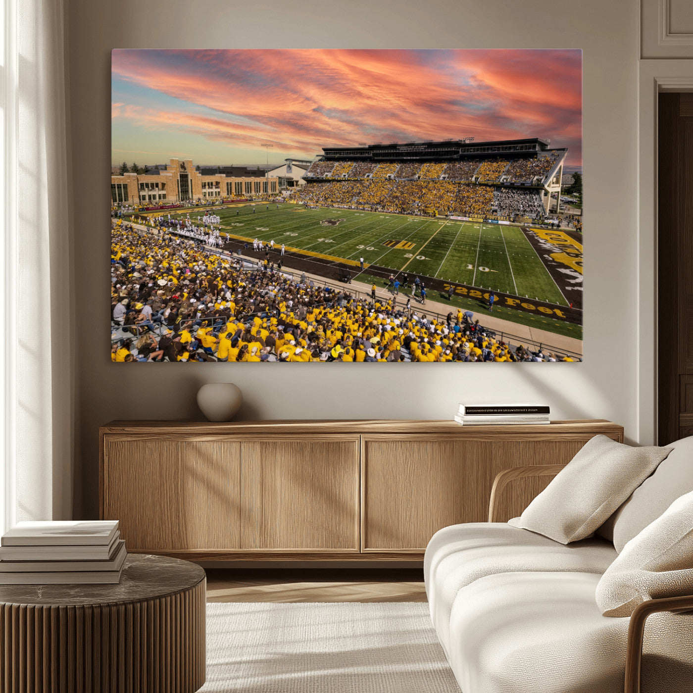 90508-MGV-CV-36X24-University of Wyoming Cowboys Football Team Print - Laramie Jonah Field War Memorial Stadium Wall