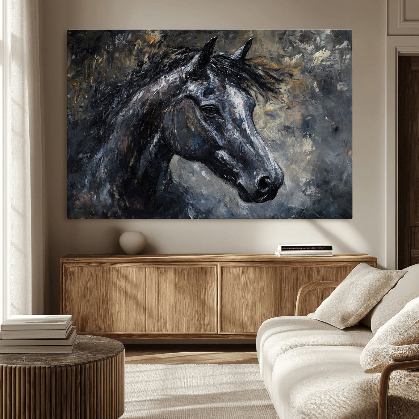 MGV-CV-36X24 - Large Abstract Horse Wall Art Canvas Print | Farmhouse Wall Decor | Rustic Horse Art | Western Cabin