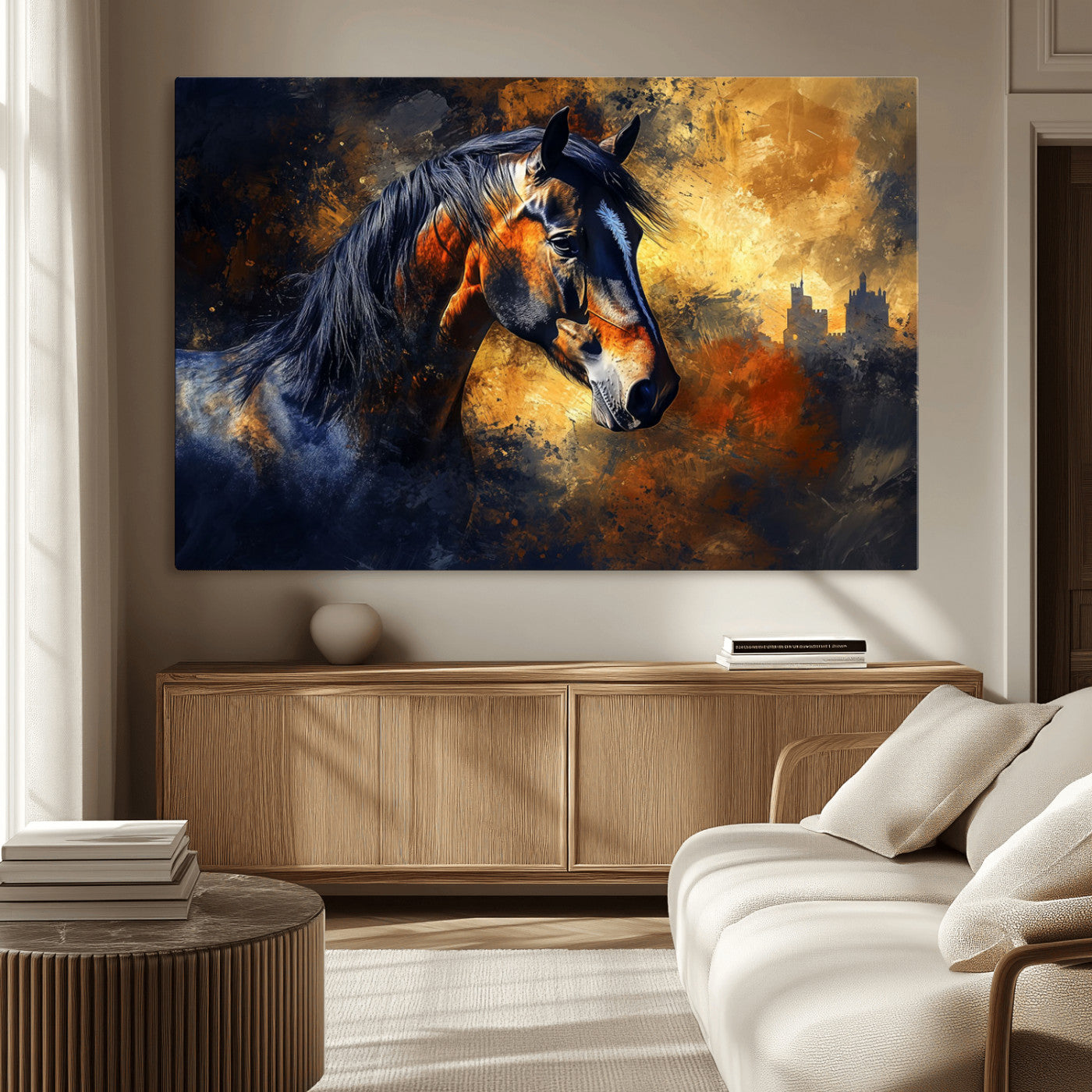 MGV-CV-36X24 - Abstract Horse Art Print - Abstract Canvas Wall Art | Perfect for Rustic Farmhouse, Modern, or