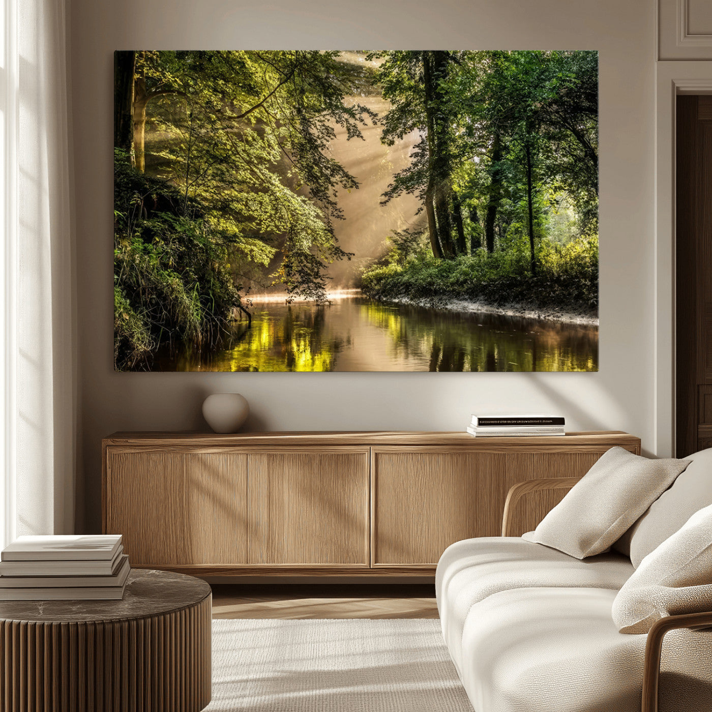 MGV-CV-36X24 - Forest Wall Art Print | River Landscape Wall Art | Perfect for Farmhouse Wall Decor, Cabin Wall Art