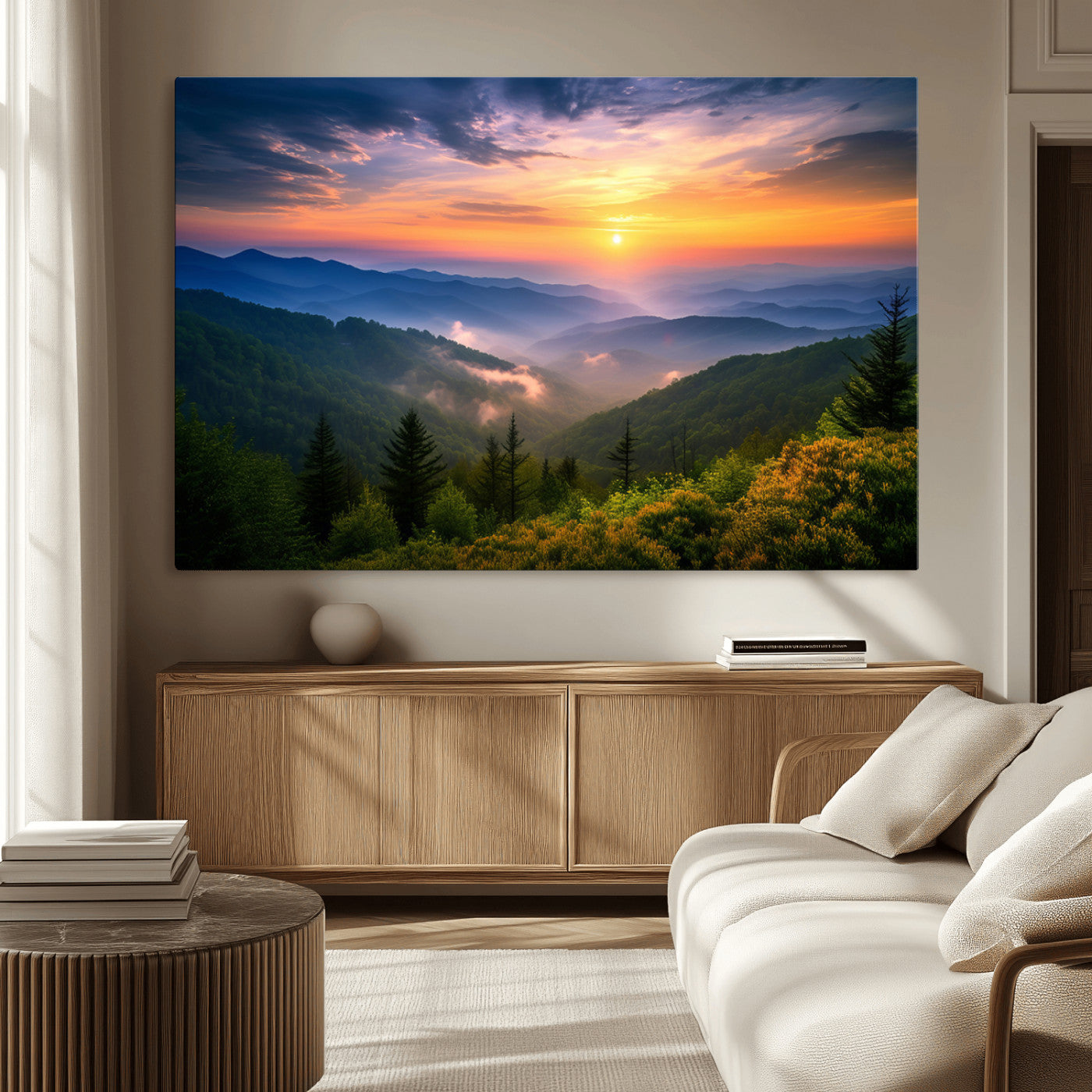 96548-MGV-CV-36X24-Majestic Mountain Sunrise Print | Landscape Wall Art | Canvas Print Ready to Hang | Farmhouse Wall