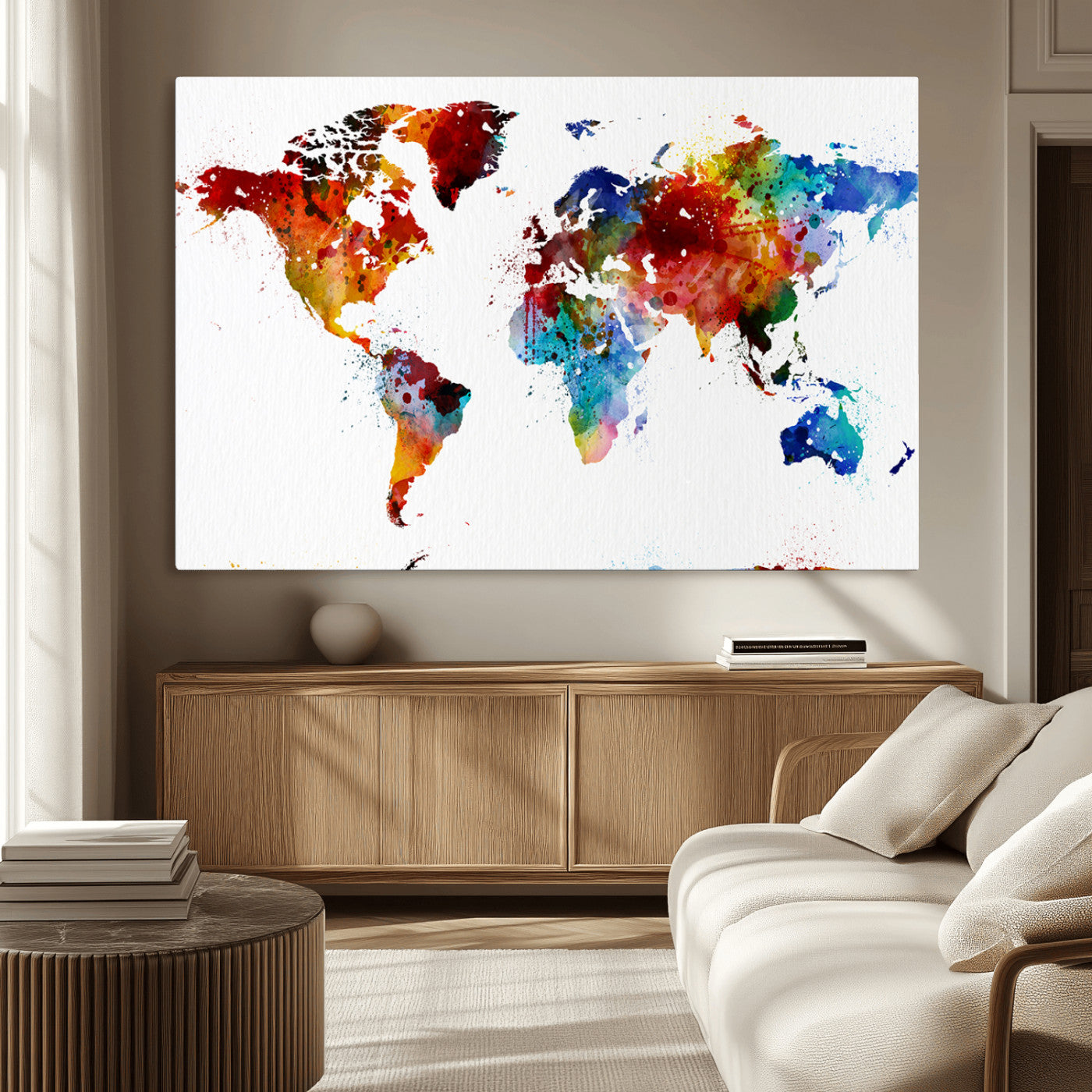 MGV-CV-36X24 - Push Pin World Map Canvas Print – Framed Wall Art for Couples to Track Their Travels – Anniversary
