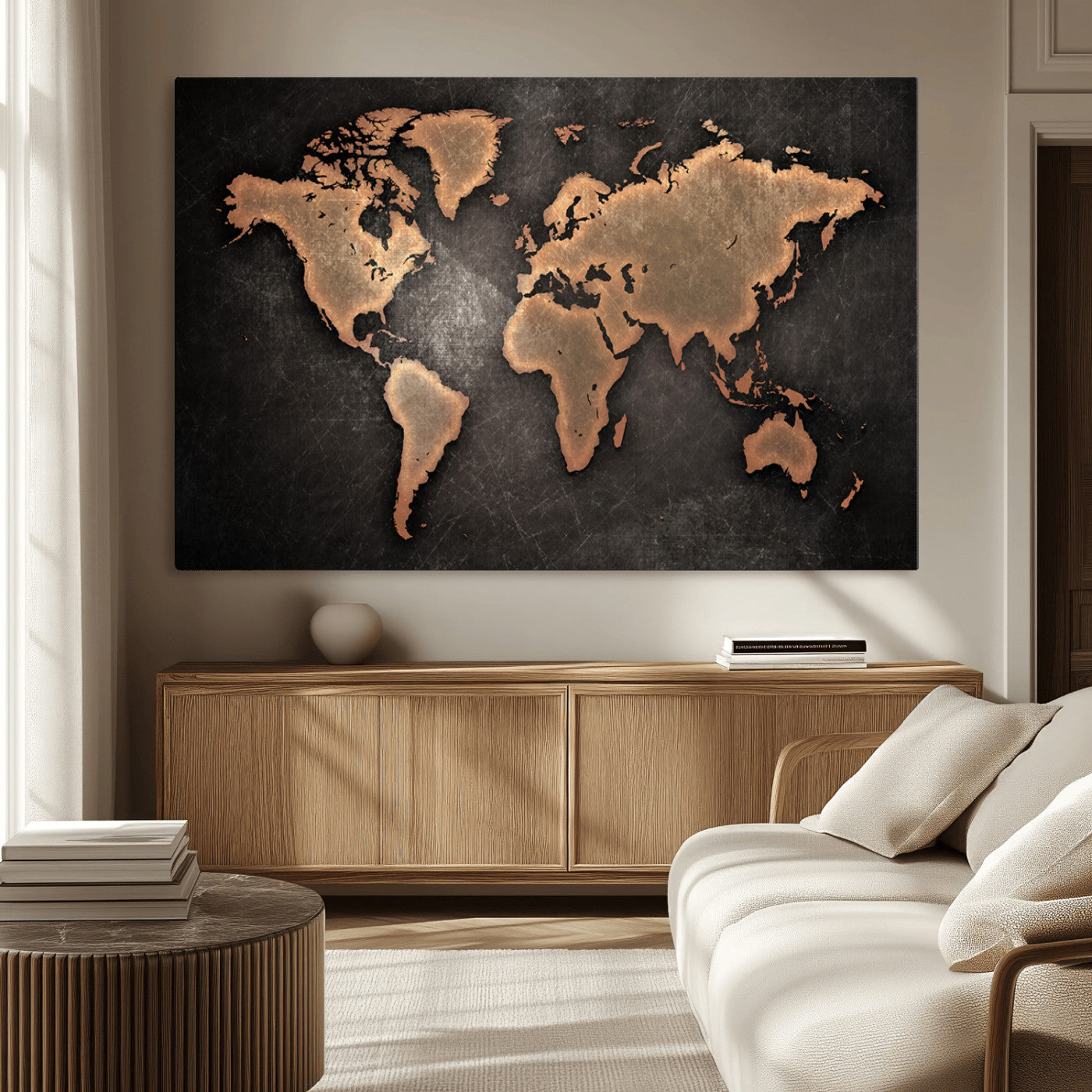 MGV-CV-36X24 - Push Pin World Map Canvas Print – Framed Wall Art for Couples to Track Their Travels – Anniversary