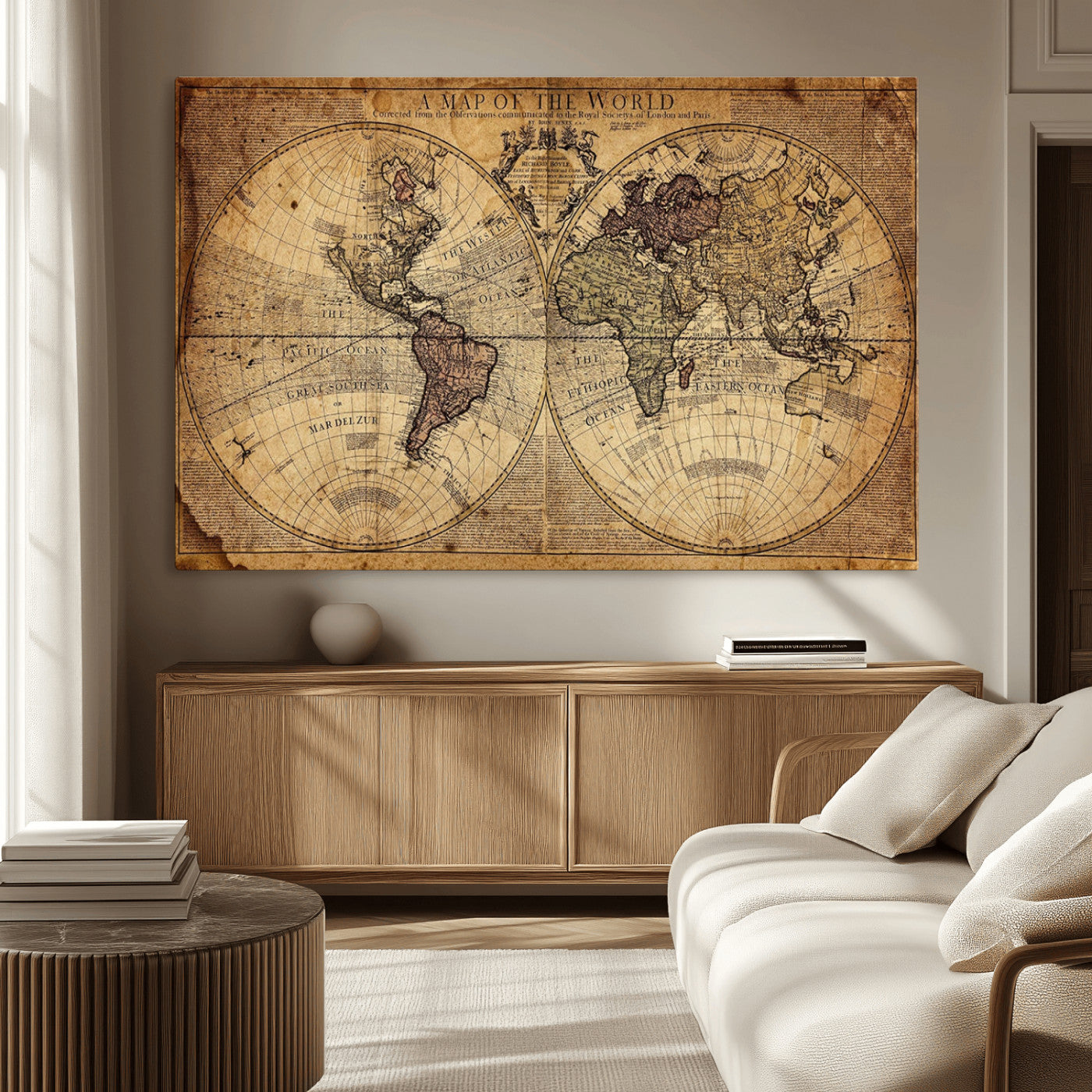 MGV-CV-36X24 - Push Pin World Map Canvas Print – Framed Wall Art for Couples to Track Their Travels – Anniversary