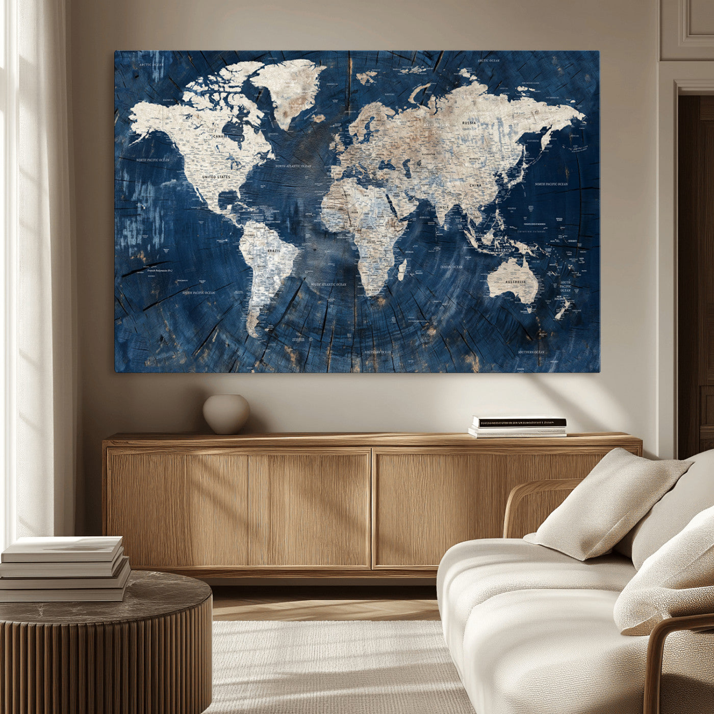 MGV-CV-36X24 - Push Pin World Map Canvas Print – Framed Wall Art for Couples to Track Their Travels – Anniversary