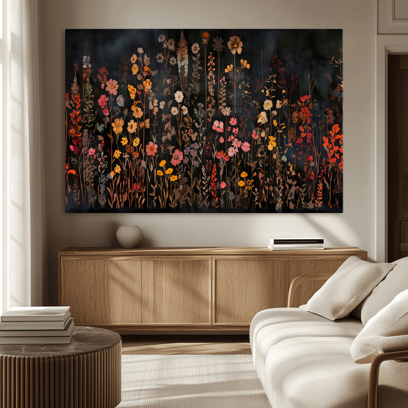 MGV-CV-36X24 - Large Floral Painting Print Illustration Flowers Canvas Wall Art Botanical Wall Decor Modern