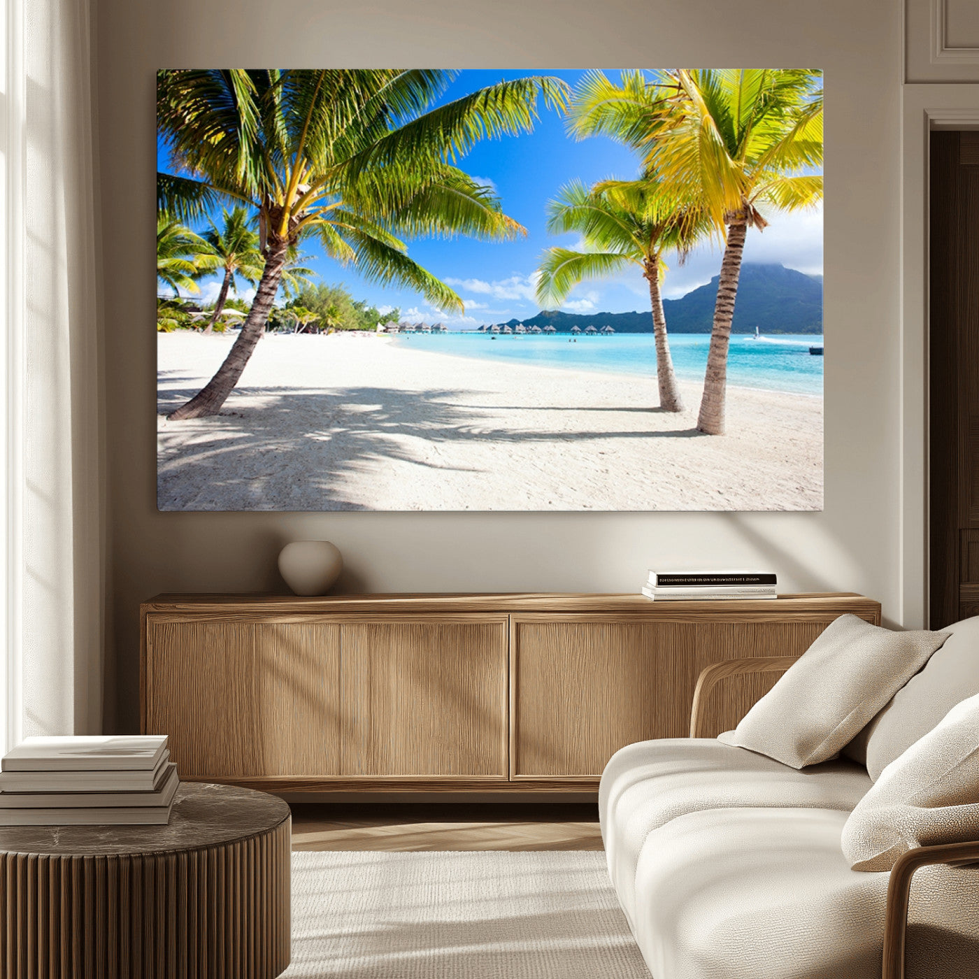 MGV-CV-36X24 - Blue Beach and Sea Wall Art Canvas Print