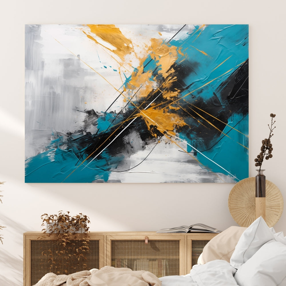 Turquoise Orange Abstract Wall Art Canvas Print