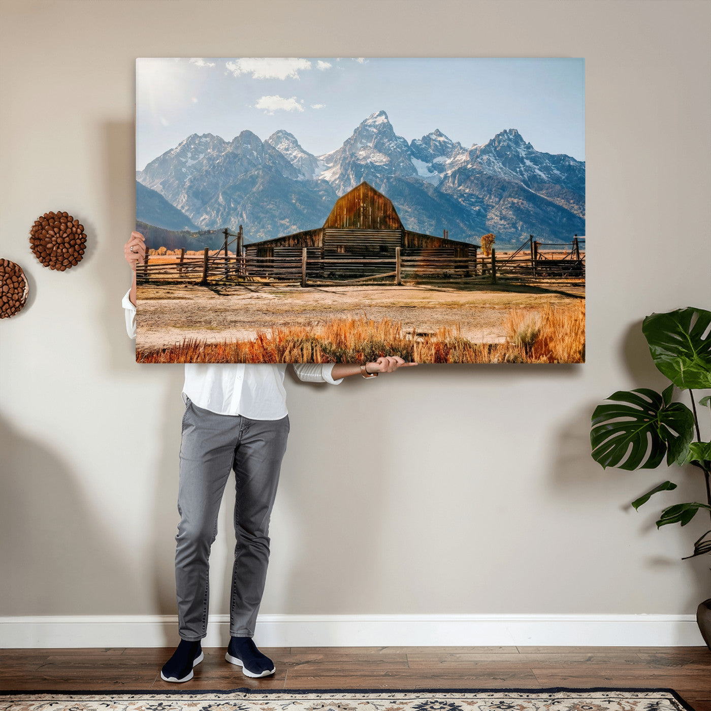 26513-MGV-CV-36X24 - Vintage Old Barn Field Wall Art Canvas Print for Farmhouse Decor - Rustic Barn Wall Art Canvas Print