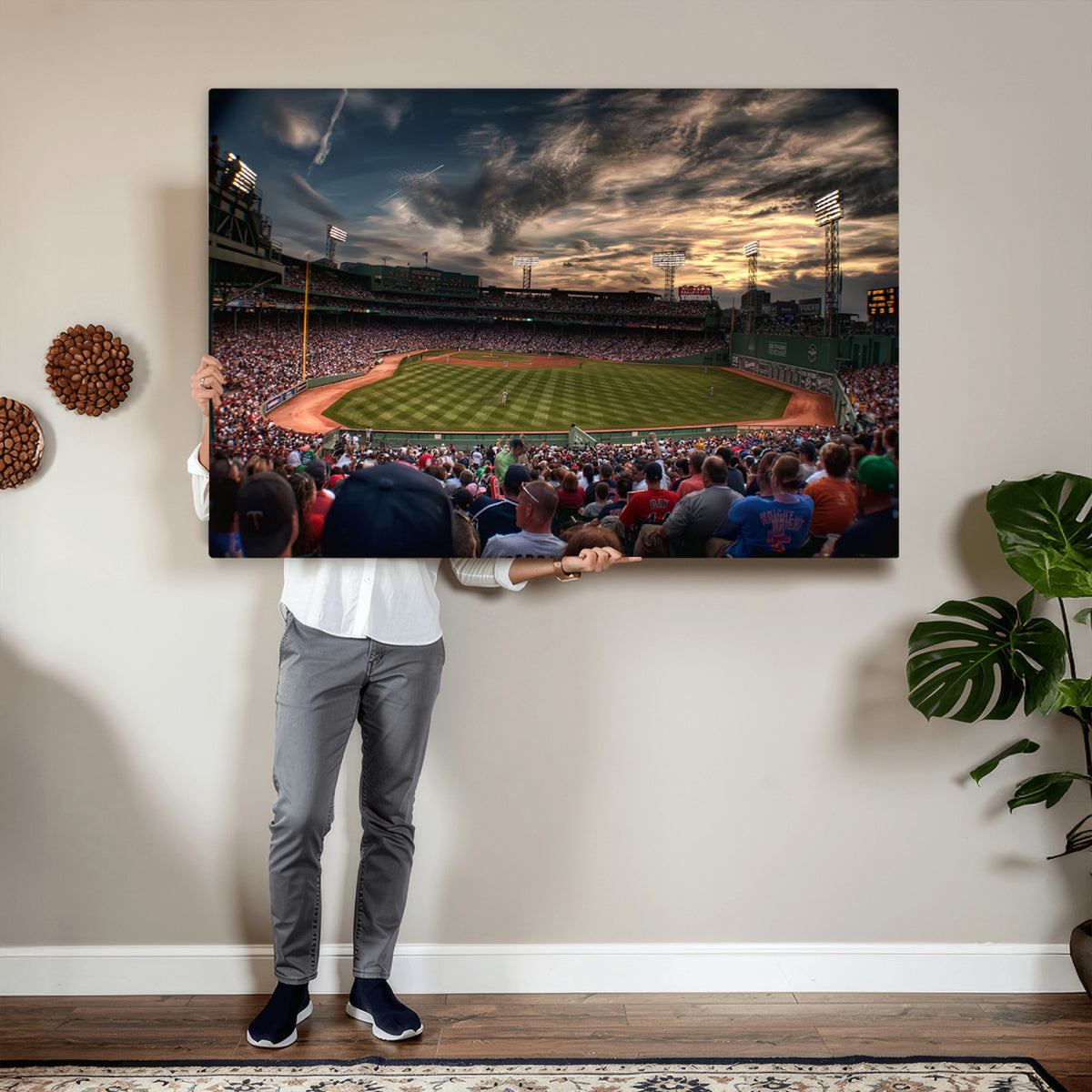 53432-MGV-CV-36X24 - Boston Red Sox Baseball Team Print, Massachusetts Fenway Park Stadium Wall Art Canvas Print