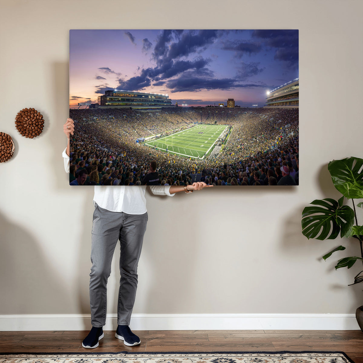50825-MGV-CV-36X24 - Notre Dame Fighting Irish Football Team Print, Notre Dame Stadium Wall Art Canvas Print