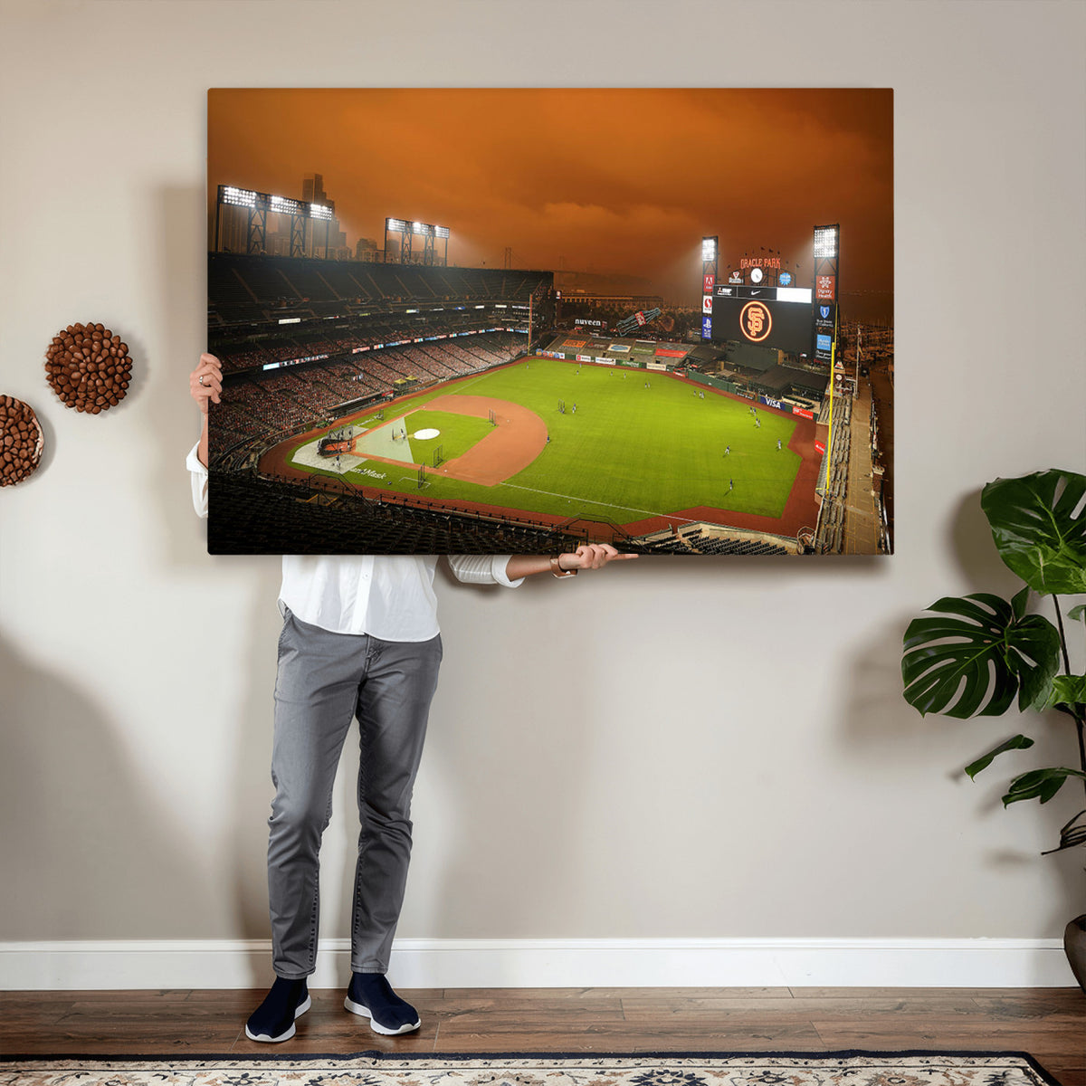 31315-MGV-CV-36X24 - San Francisco Giants Baseball Team Print, Oracle Park Stadium Wall Art Canvas Print