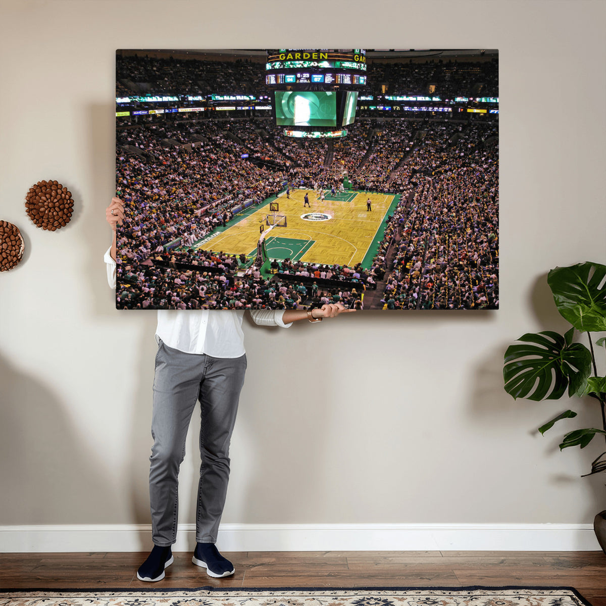 21705-MGV-CV-36X24 - TD Garden Basketball Canvas Wall Art | Boston Celtics Live Action