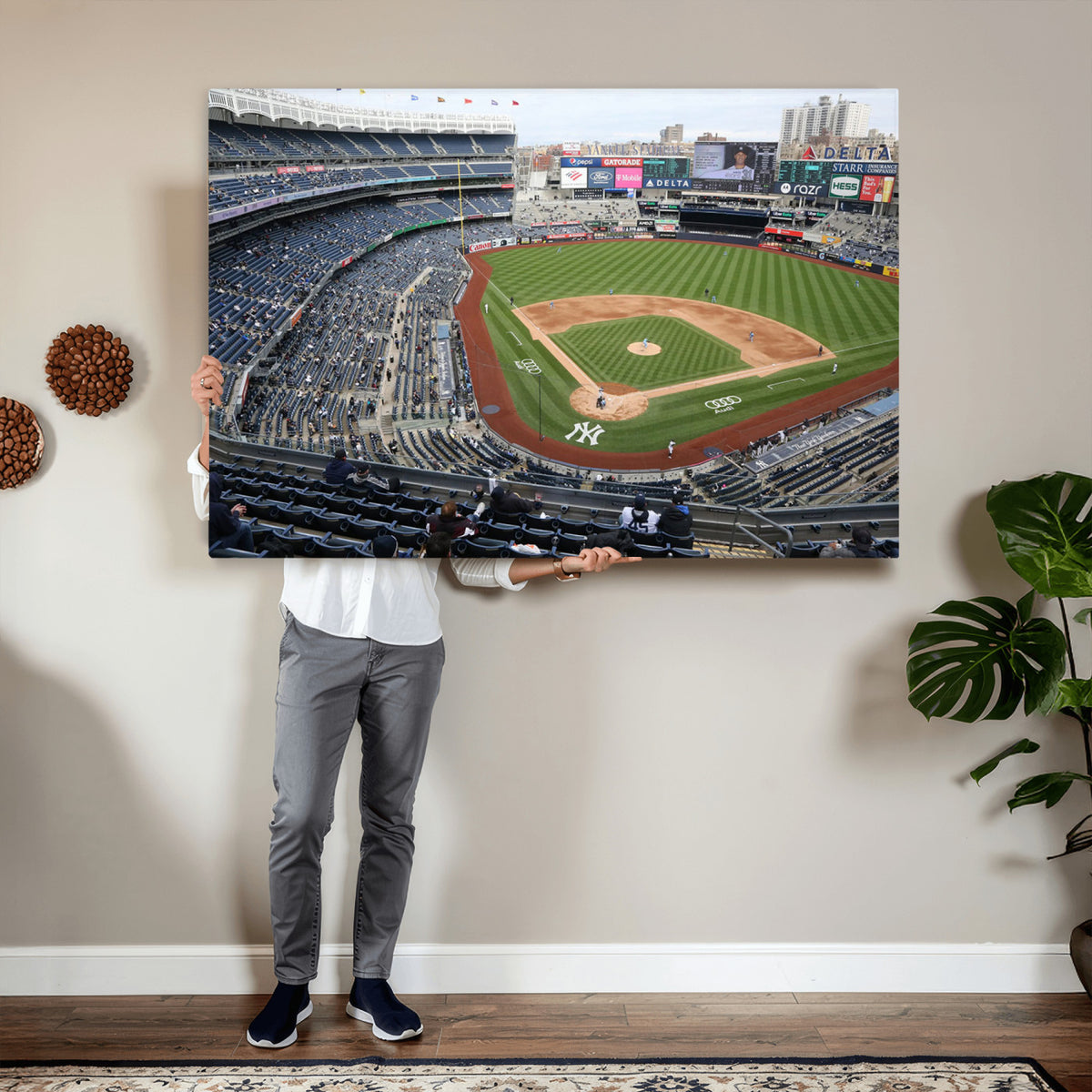 45784-MGV-CV-36X24 - New York Yankees Baseball Team Print, Yankee Stadium Wall Art Canvas Print