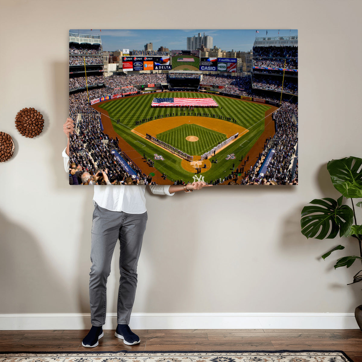 20879-MGV-CV-36X24 - Yankee Stadium New York Wall Art Print | 3-Panel Canvas Print of Yankees Baseball Stadium