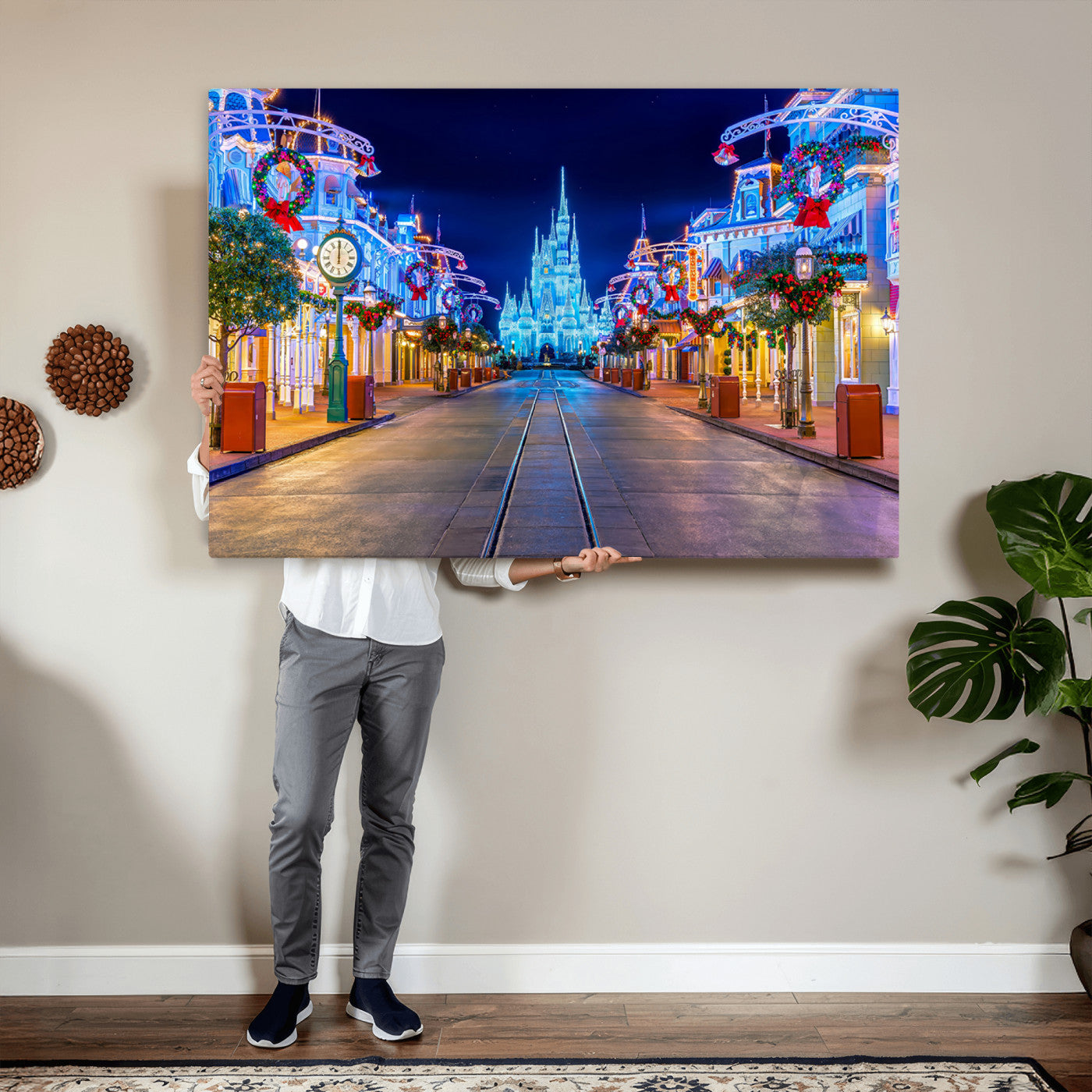 12470-MGV-CV-36X24 - Disney Wall Art | Castle Large Wall Art Disney Magic Kingdom Print for Kids Room Decoration | Disney