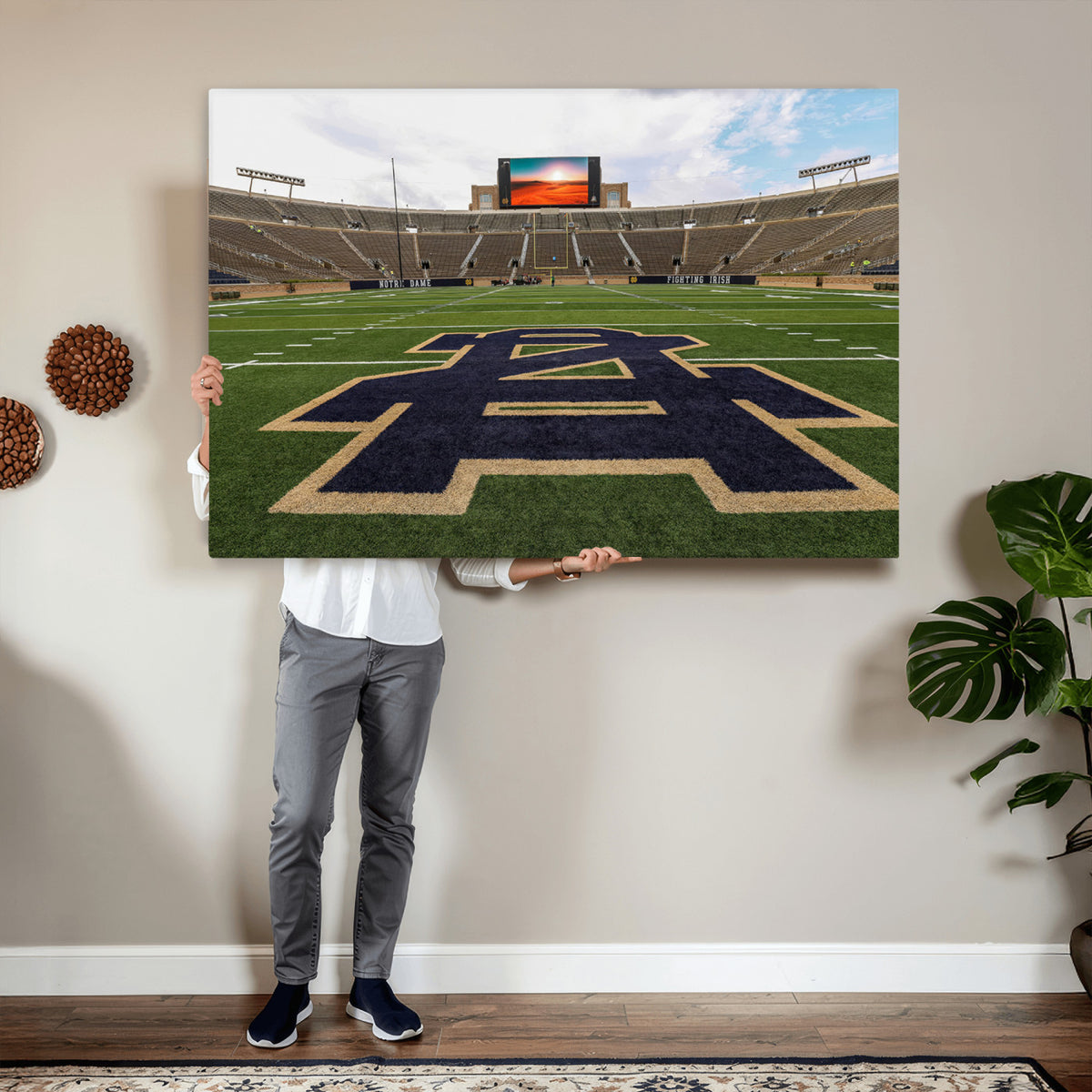 52835-MGV-CV-36X24 - Notre Dame Stadium Giclee Canvas Print | Triptych Wall Art Featuring Iconic Notre Dame Football