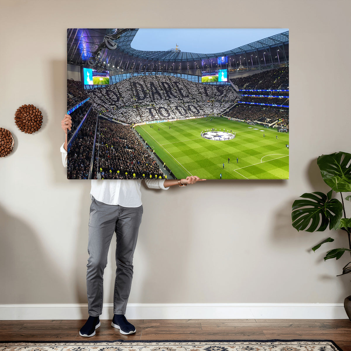38765-MGV-CV-36X24 - Tottenham Hotspur Stadium Canvas Print, Match Day Triple Canvas Wall Art