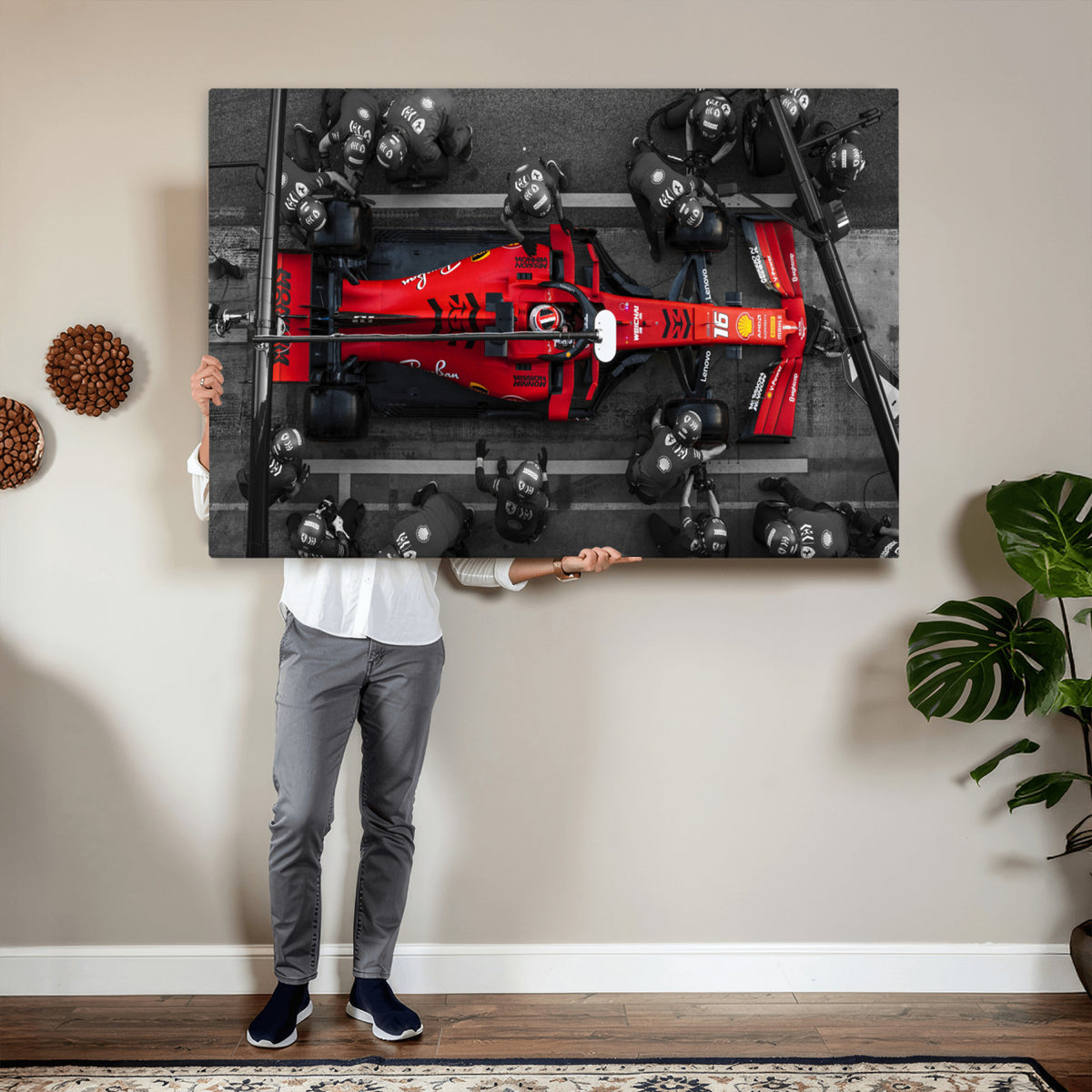 99356-MGV-CV-36X24 - Ferrari Pit Stop Canvas Wall Art | Precision and Speed