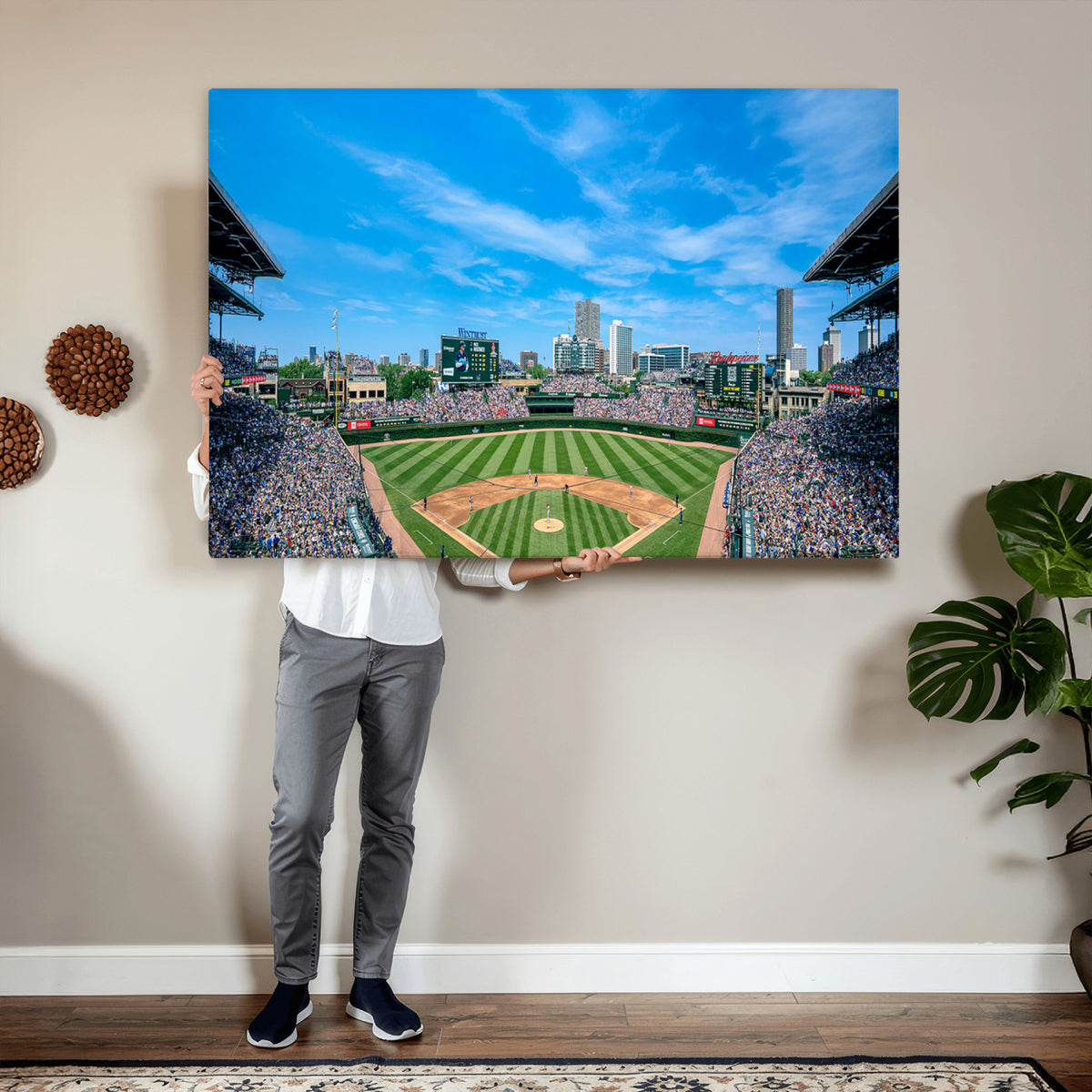 32373-MGV-CV-36X24 - Wrigley Field Chicago Cubs Panoramic Art Multi-Piece Canvas