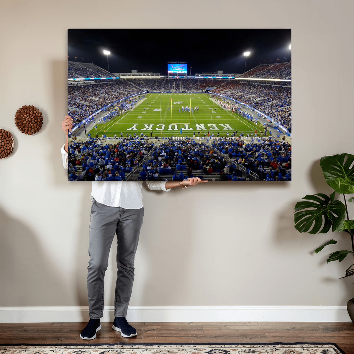 14304-MGV-CV-36X24 - Kroger Field Canvas Wall Art, Kentucky Stadium Wall Art, Framed and Ready to Hang