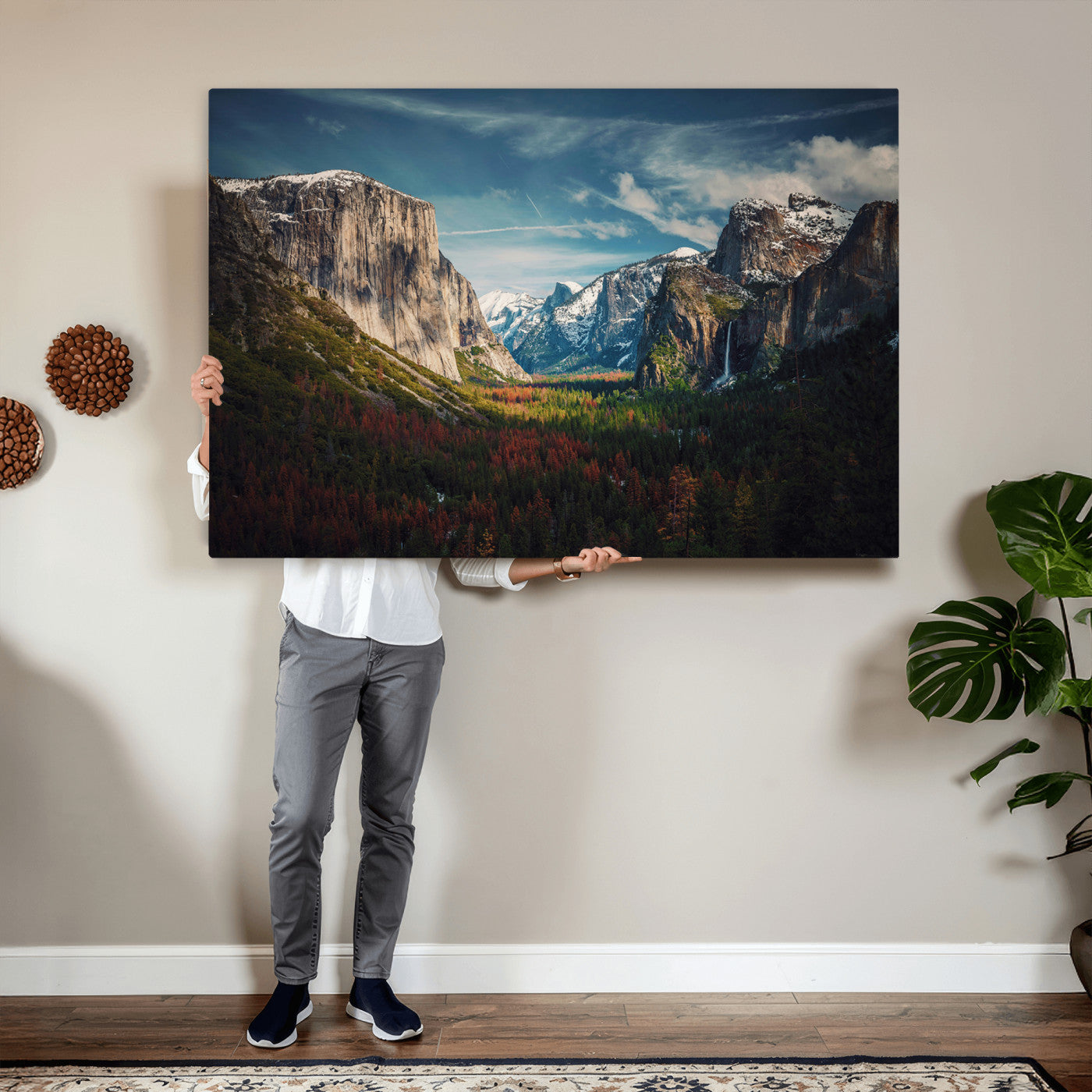 15244033-MGV-CV-36X24 - Yosemite National Park Wall Art – Framed Mountain Landscape El Capitan Canvas Print Scenic Decor for Home, Office Decor