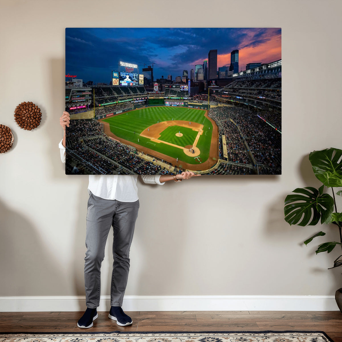 68222753-MGV-CV-36X24 - Target Field Wall Art Canvas Print, Baseball Stadium Scene