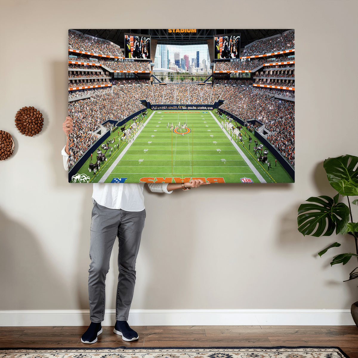 76935553-PAN-FL-20X10 - Chicago Bears Soldiers Field Wall Art Canvas Print, Home Office Wall Decor