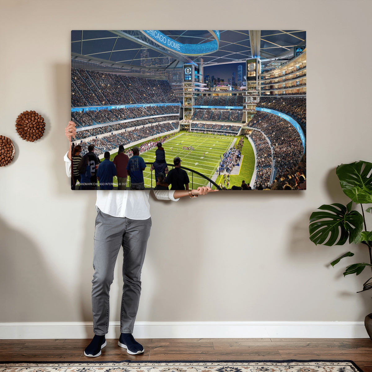 41816511-MGV-CV-36X24 - Chicago Dome Stadium Wall Art Canvas Print, Framed Modern Decor