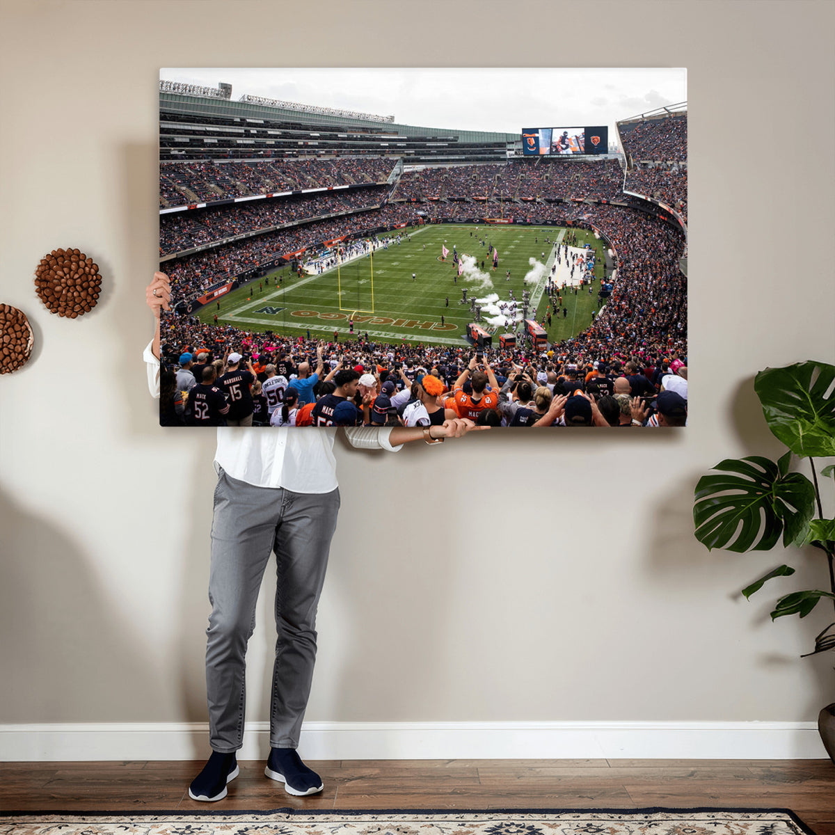 18347149-MGV-CV-36X24 - Chicago Bears Soldier Field Wall Art Canvas Print – Framed Football Stadium Artwork Team Spirit for home, office