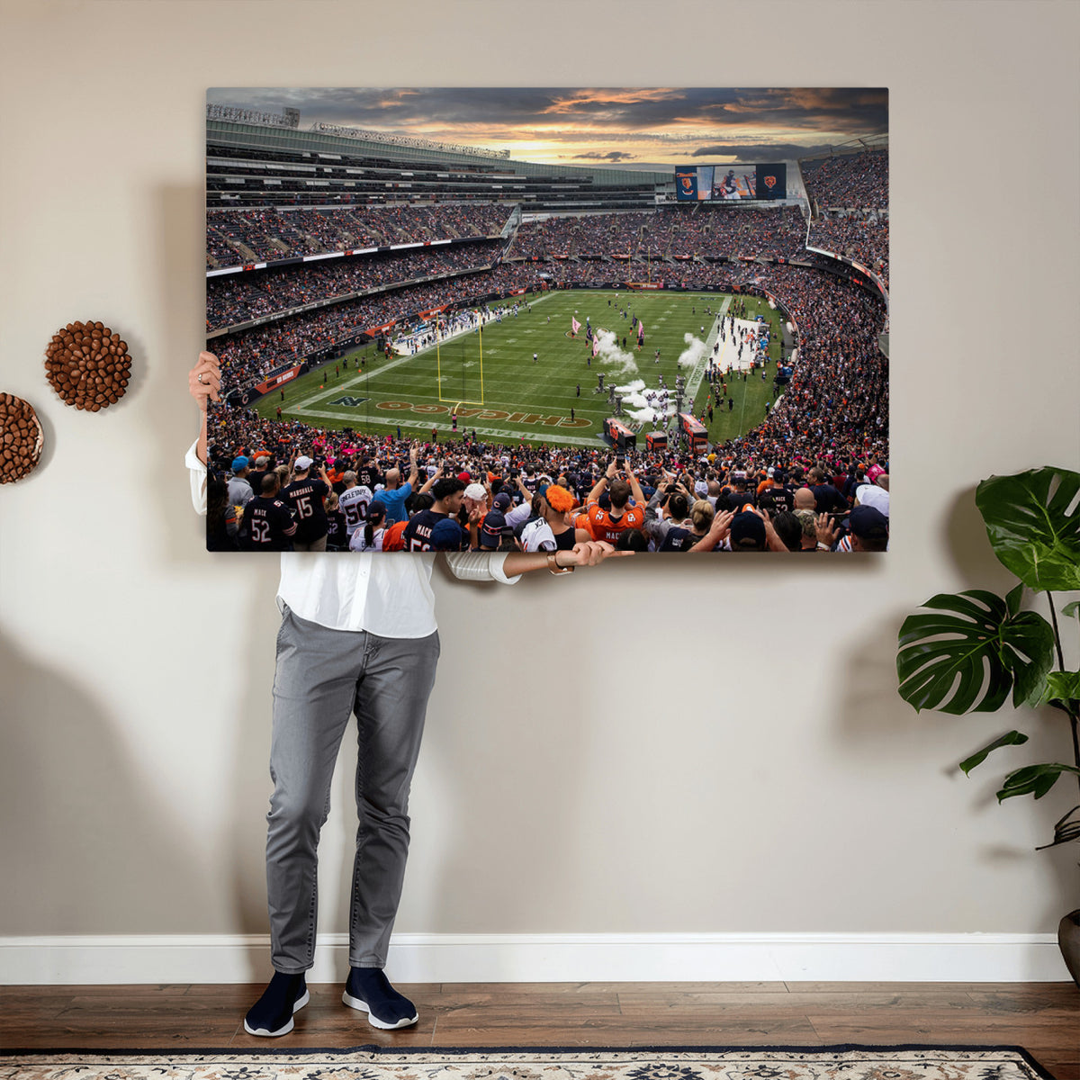87578930-PAN-FL-20X10 - Chicago Bears Soldiers Field Wall Art Canvas Print, Home Bar Wall Decor