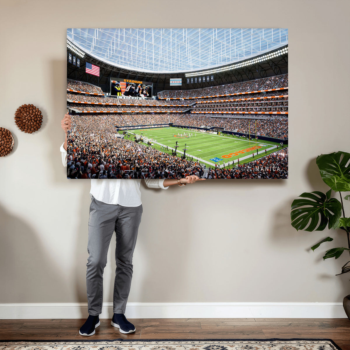 32530647-PAN-FL-20X10 - Chicago Bears Soldiers Field Wall Art Canvas Print, Framed and Ready to Hang